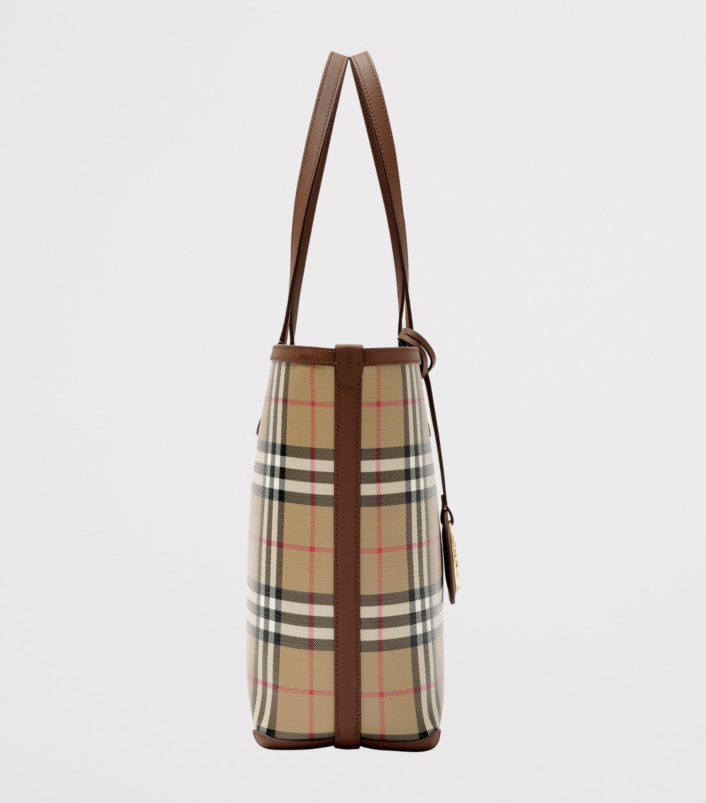 Burberry Small Check Tote Bag Archive Beige Image 4