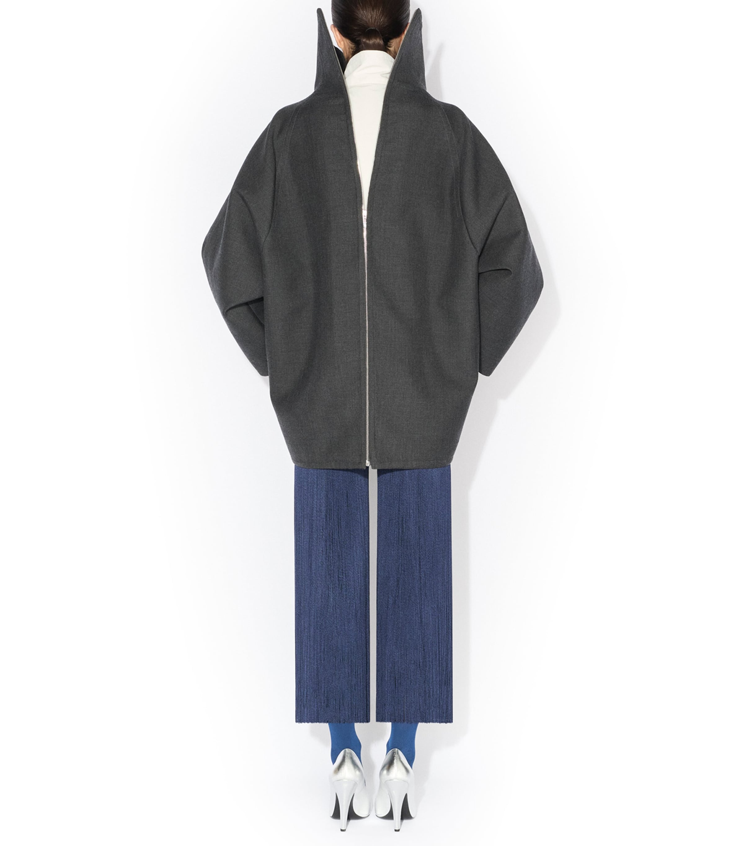 Alaïa Womens Wool Double-Layered Coat Anthracite Image 2