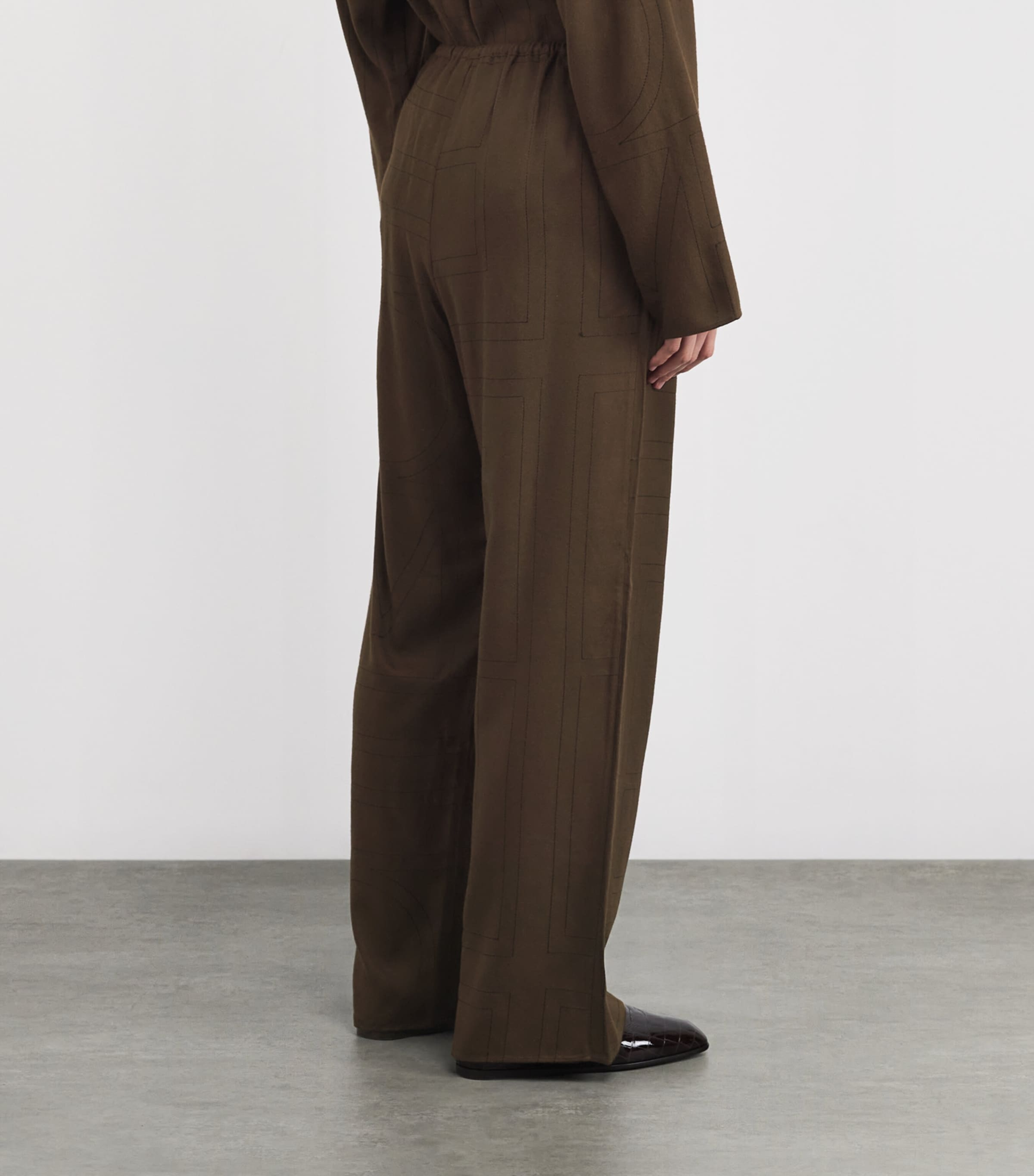 Modal Flannel Wide-Leg Trousers 034 DARK BROWN Image 4