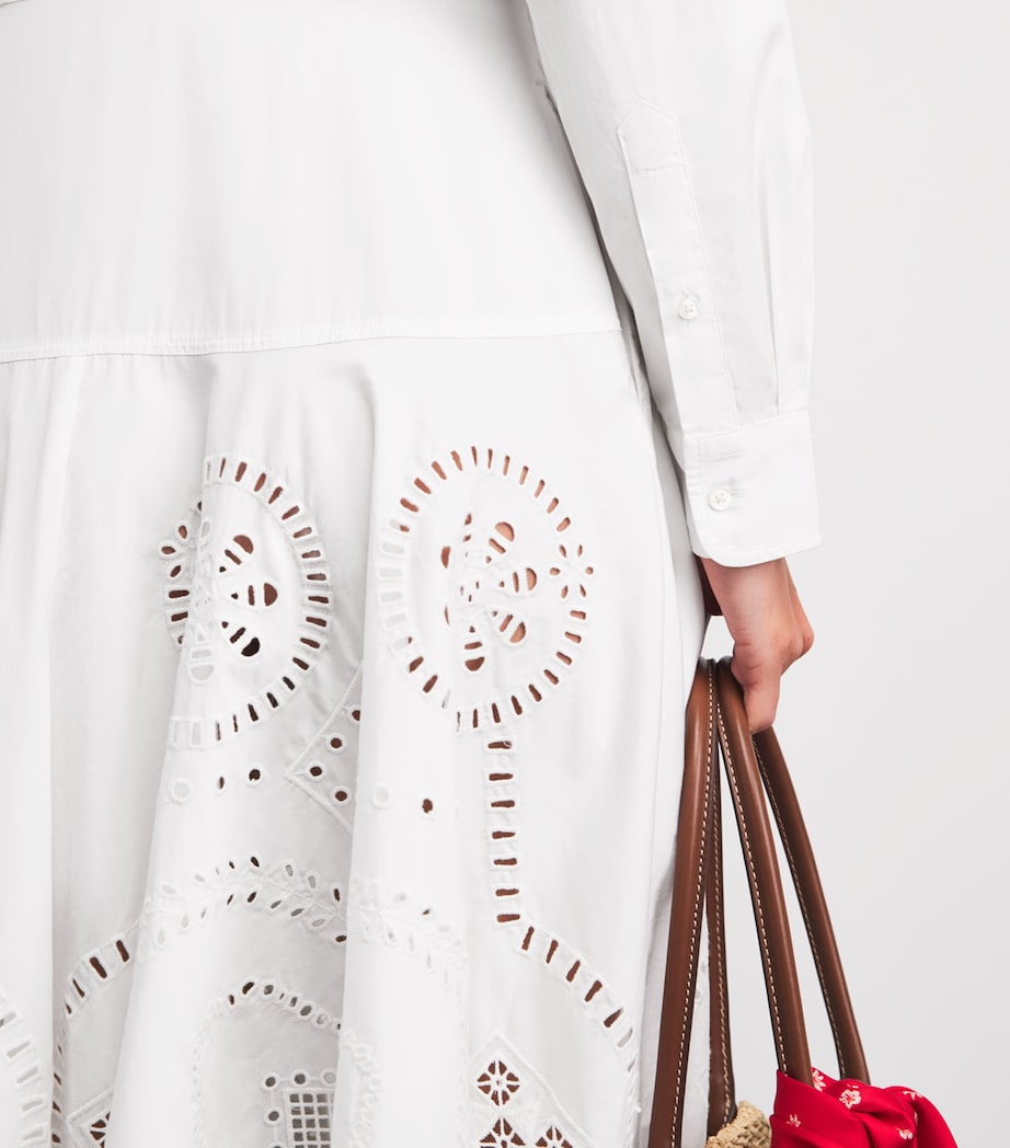 Polo Ralph Lauren Womens Cotton Embroidered Shirt Dress White Image 5