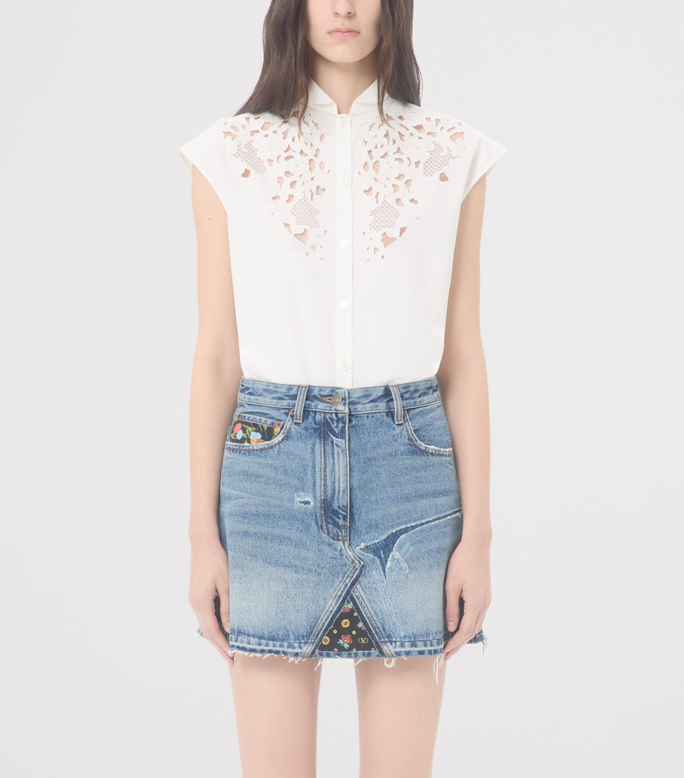 Valentino Womens Cotton Lace Shirt Image 2
