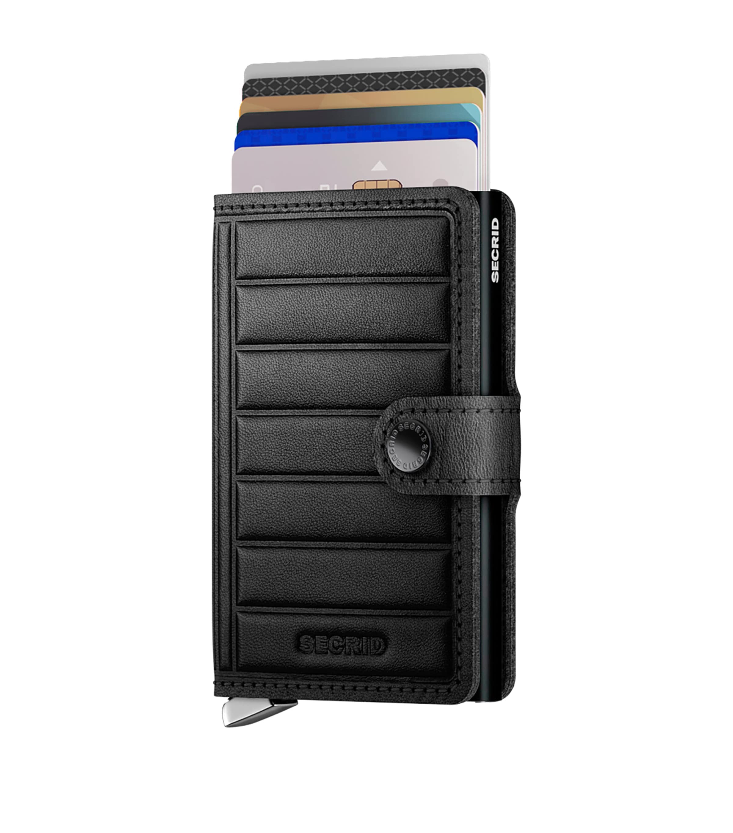 Secrid Leather Emboss Lines Miniwallet In Black
