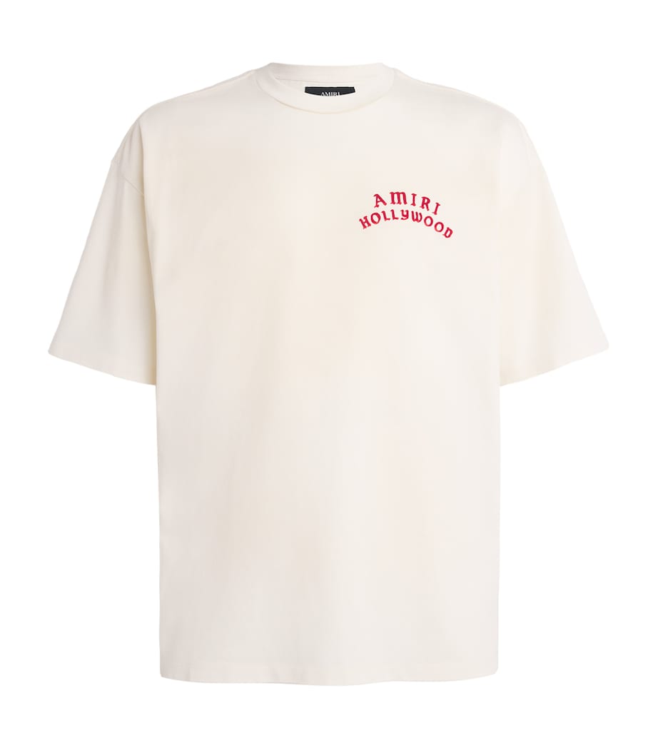 Oversized Cotton Hollywood T-Shirt IVORY RED Image 1