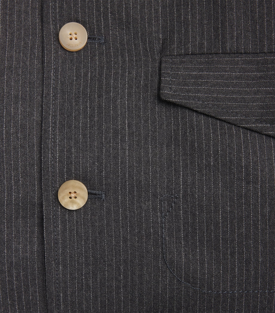 Jacquemus Mens Wool Cubano Overshirt Dark Grey Image 6