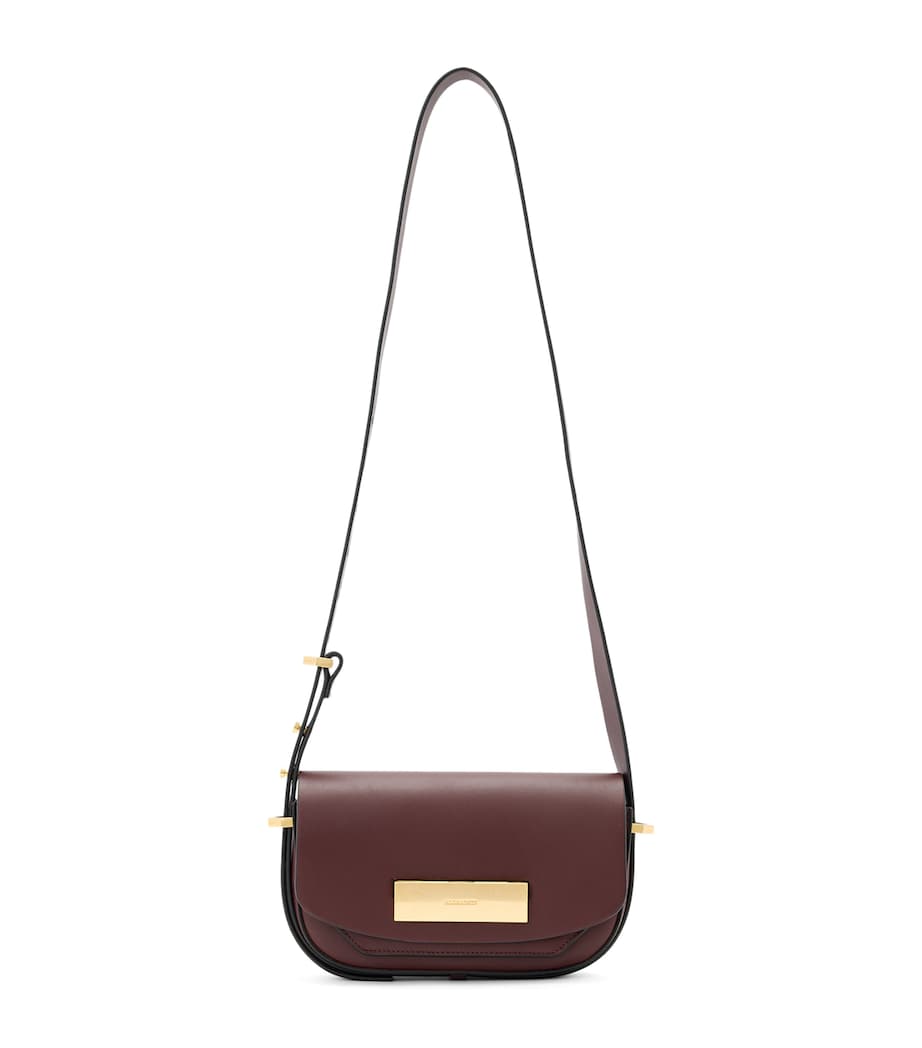 AllSaints Leather Etta Cross-Body Bag Dark Red Image 1