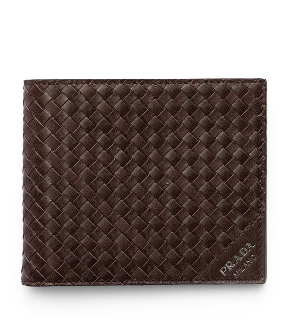 Prada Leather Woven Wallet Brown Image 1