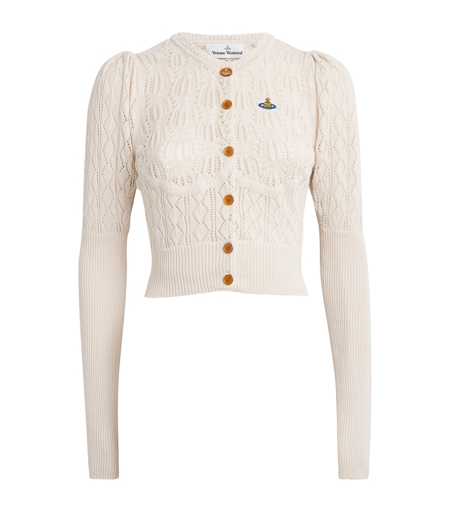Vivienne Westwood Womens Cotton Crochet Orb Cardigan Cream Image 1