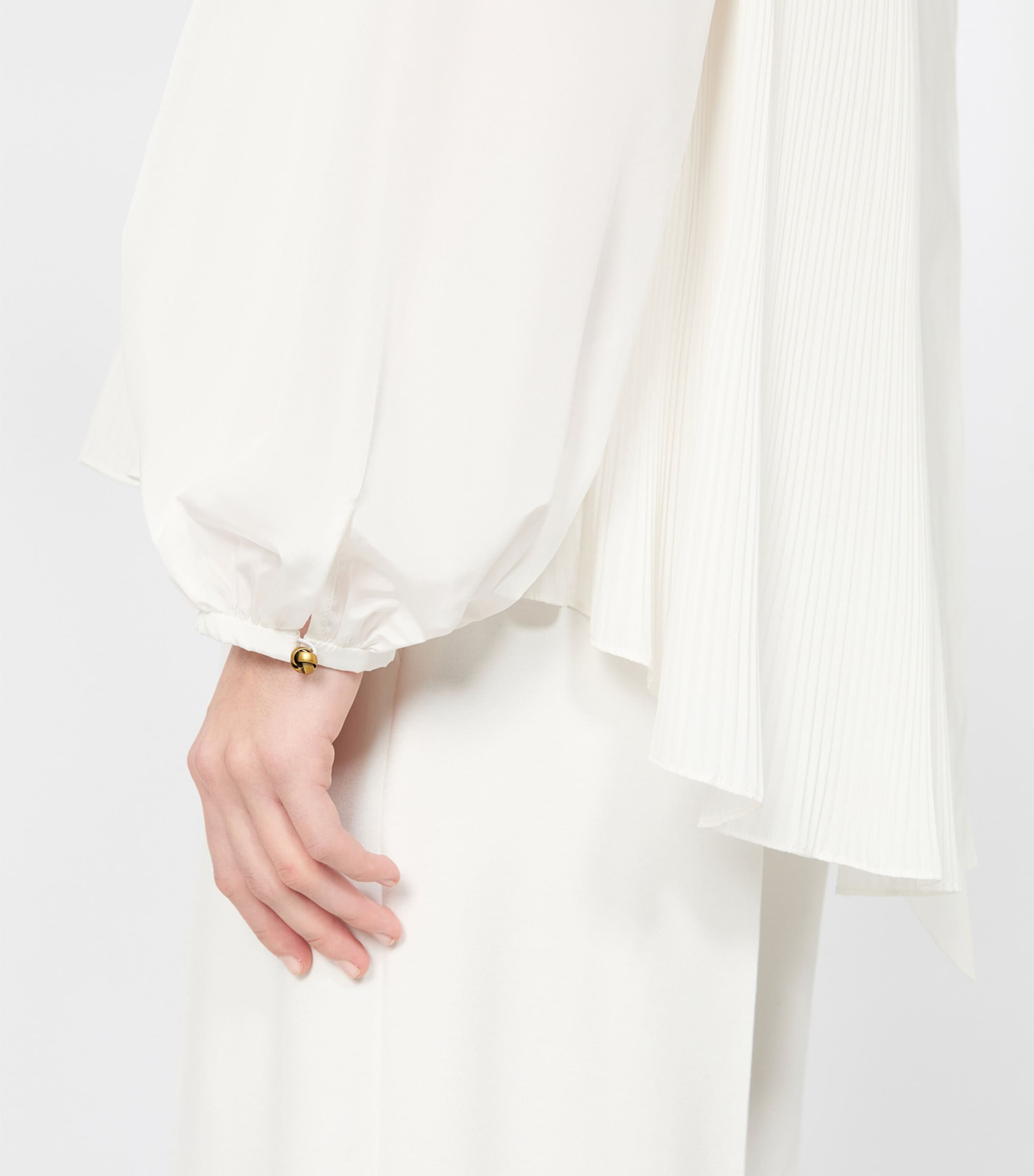 Max Mara Womens Pleated Pussybow Blouse White Image 5