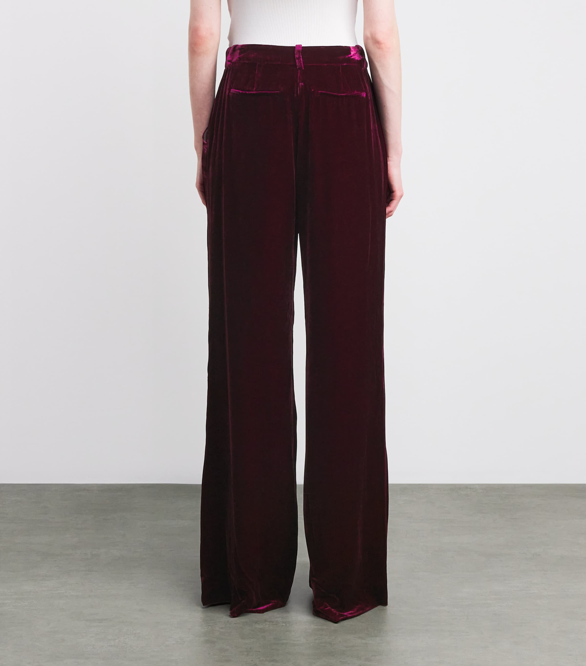 Velvet Pilar Wide-Leg Trousers DARK PORT DKPO Image 4