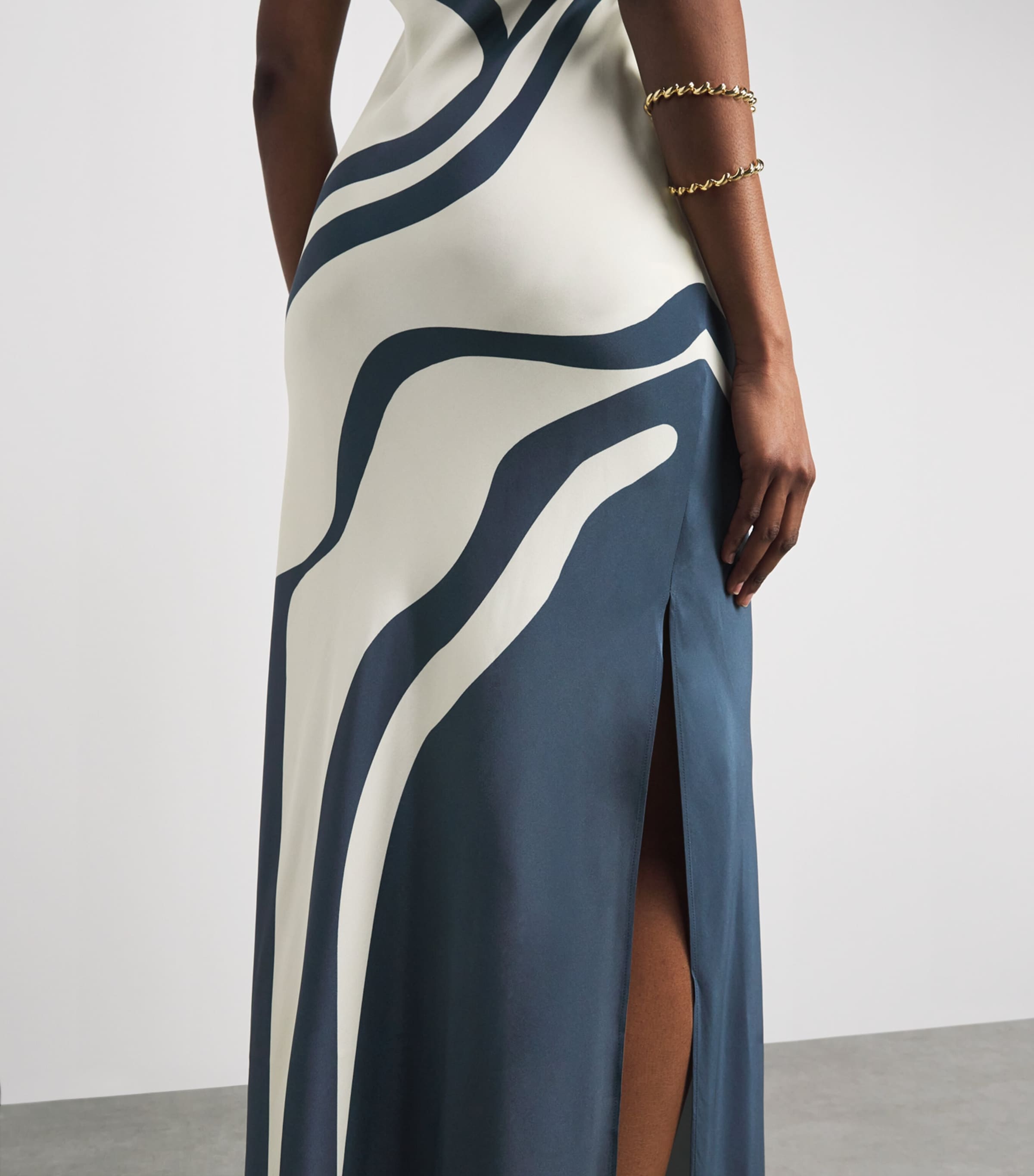SIR. Womens Silk Strapless Lilou Maxi Dress Liora Charcoal Blue Image 5