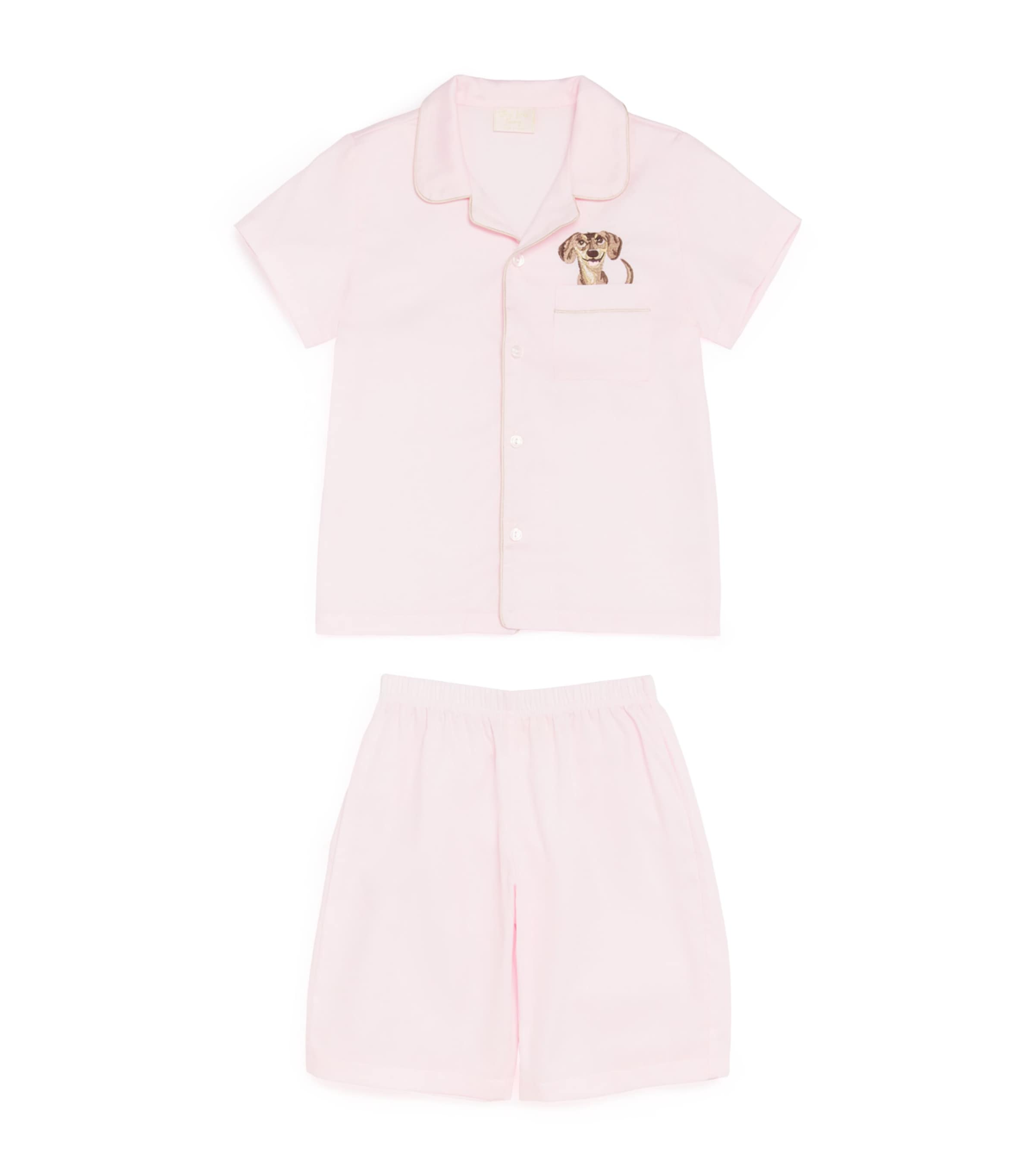 Story Loris Kids' Embroidered Dog Pyjama Set In Pink