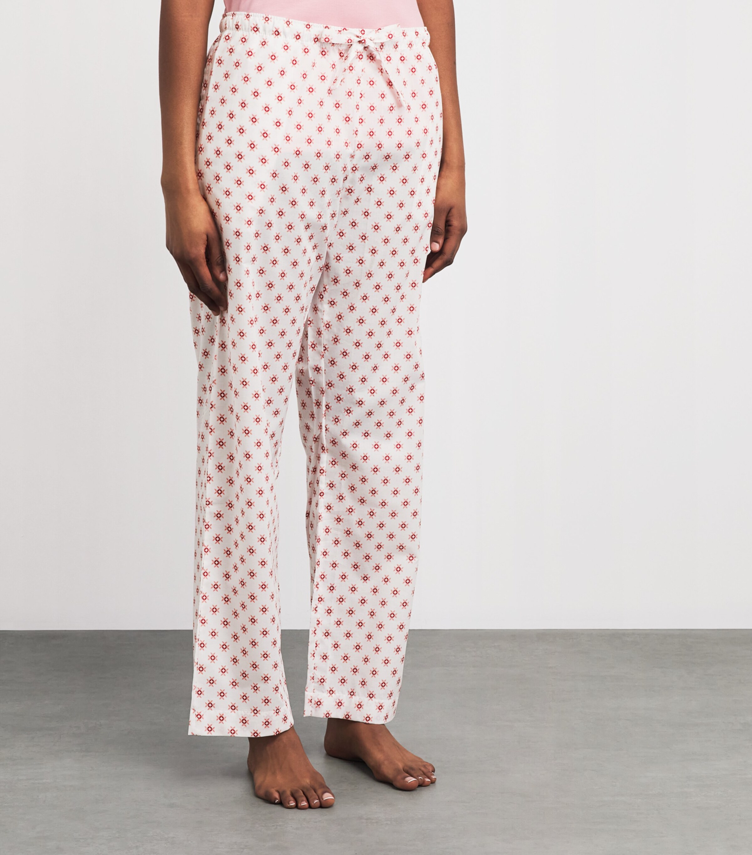 Derek Rose Womens Geometric Nelson Pyjama Bottoms White Image 4