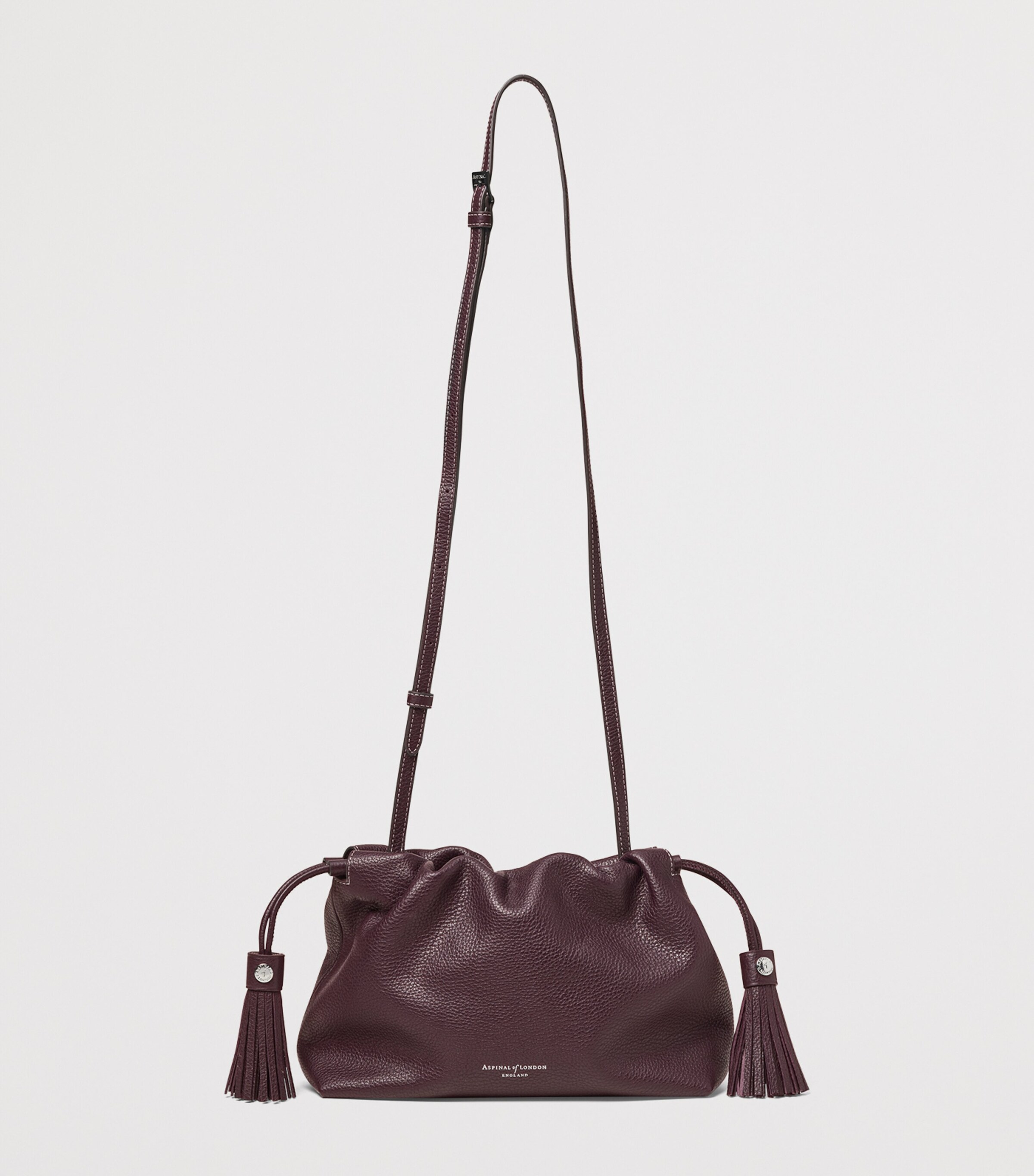 Aspinal Of London Large Leather Soho East West Cross-Body Pouch Wine Image 2