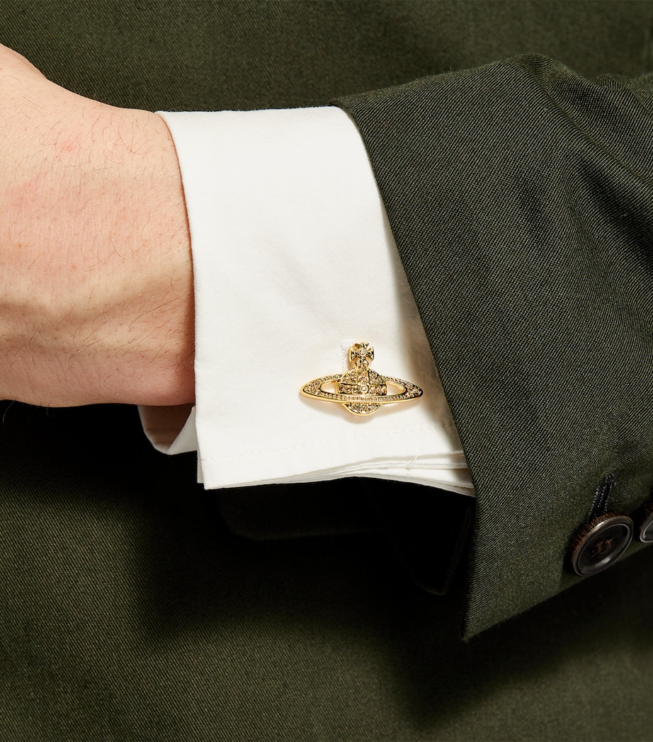 Mini Bas Relief Orb Cufflinks R121- GOLD Image 5