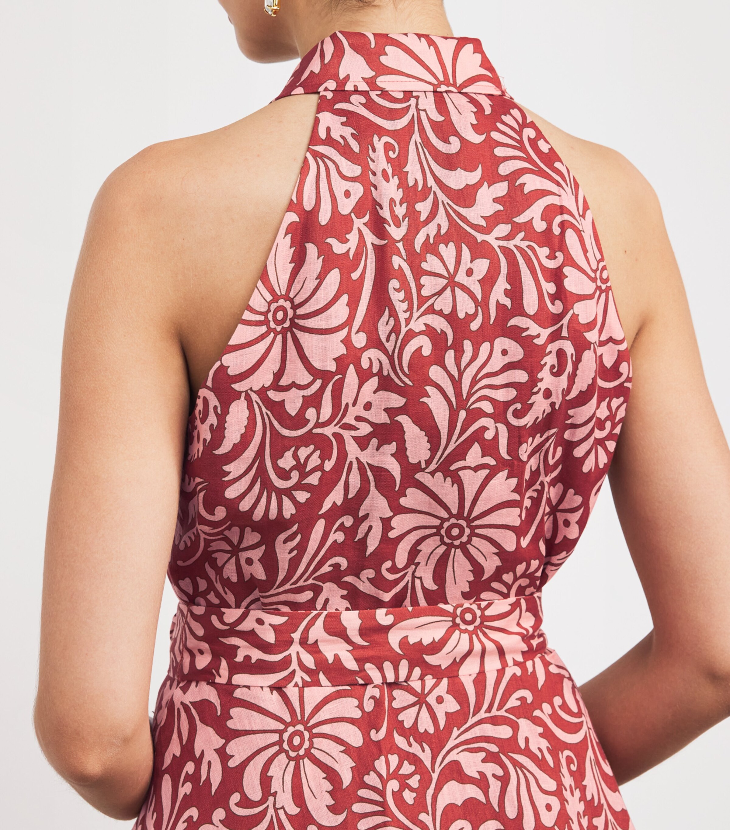 Veronica Beard Womens Linen Beau Mini Dress Persimmon/rose Image 4