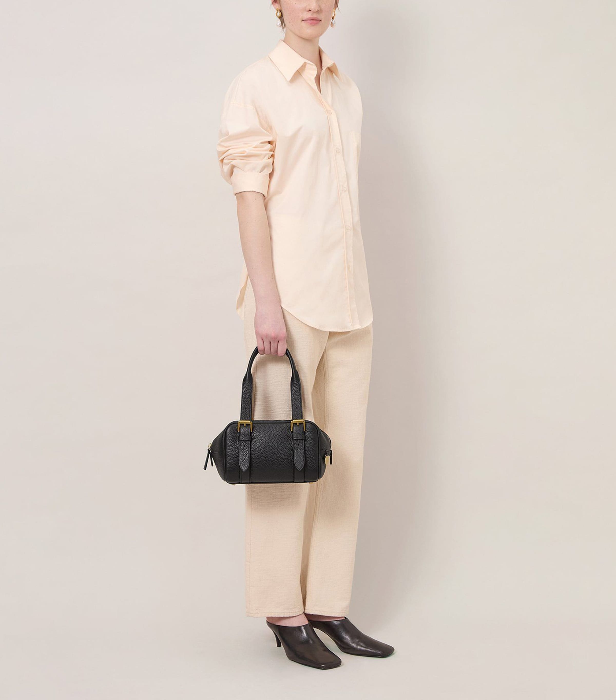 Mulberry Small Leather Boston Shoulder Bag Black Image 2