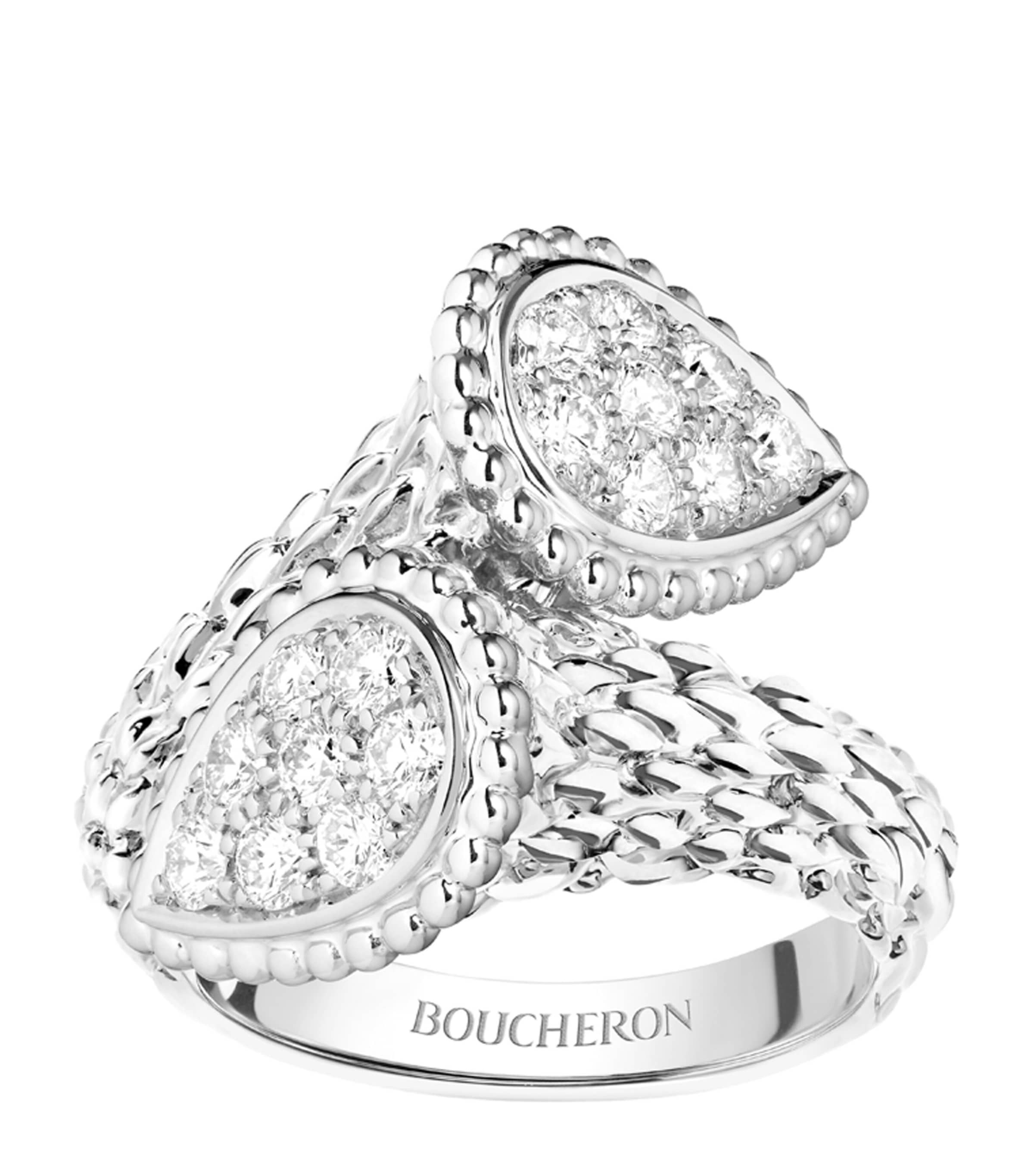 Boucheron White Gold And Diamond Serpent Bohème Toi Et Moi Ring In White