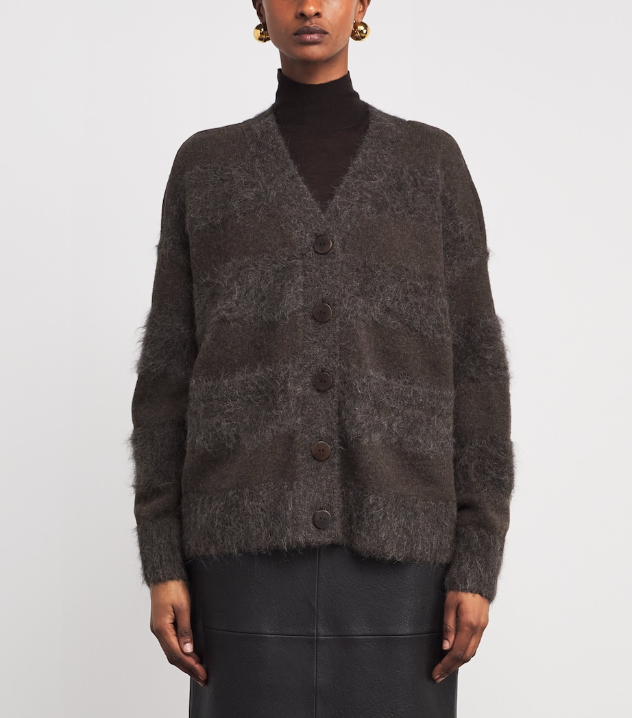 Brushed Stripe Stra Cardigan COCOA Image 3