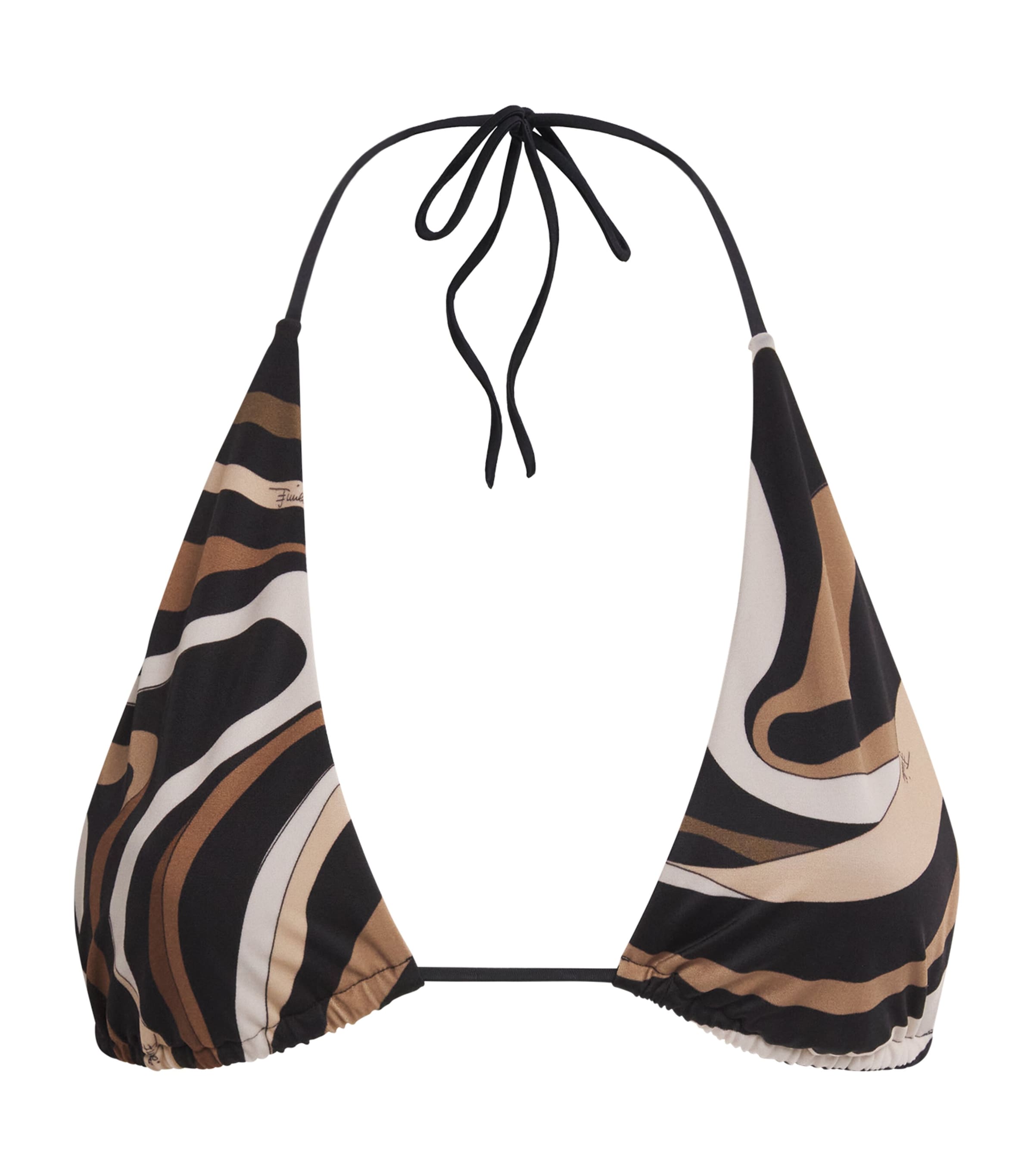 Pucci Marmo Print Triangle Bikini Top In Brown