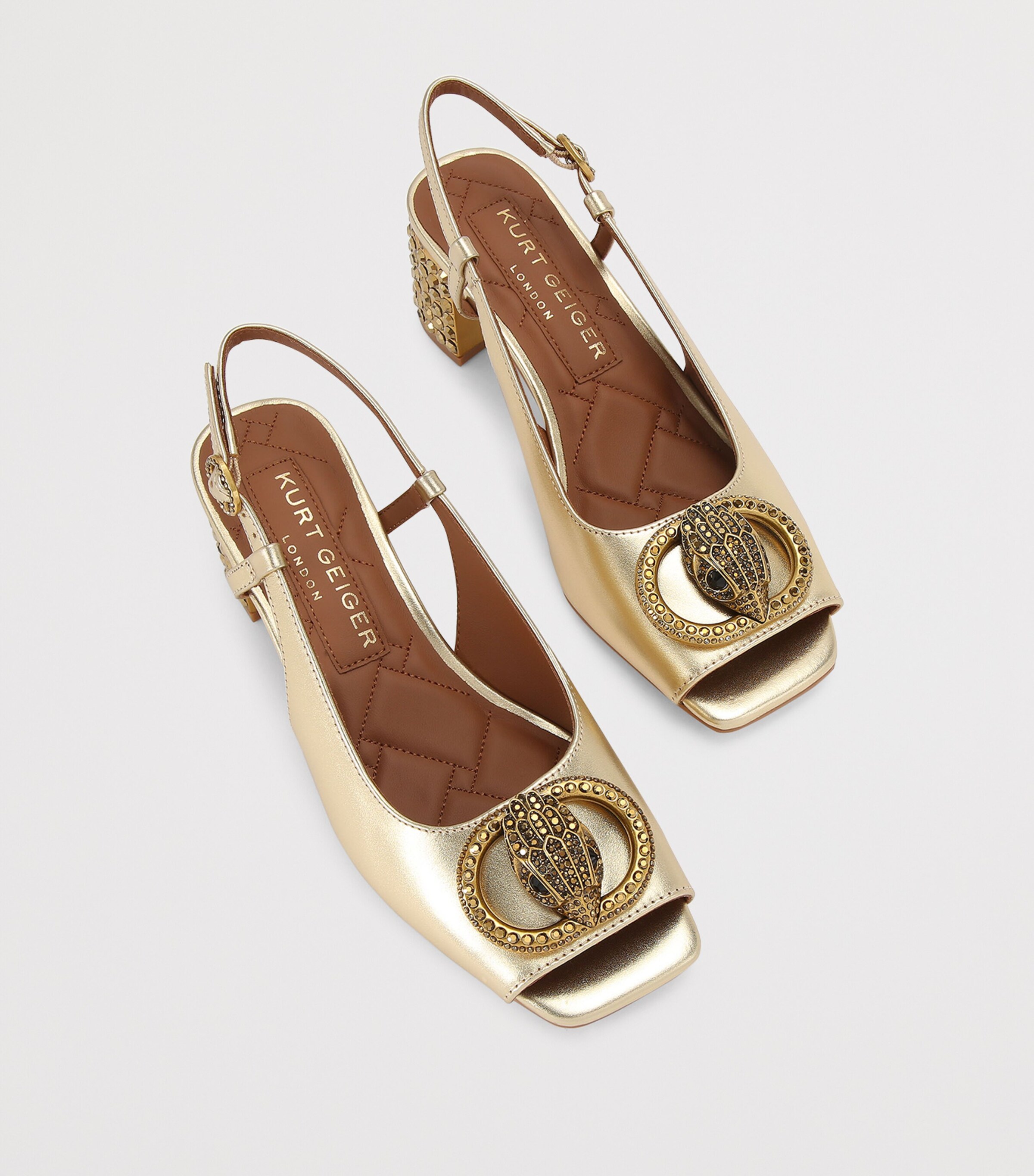 Kurt Geiger London Leather Chelsea Slingback Pumps Gold Image 4