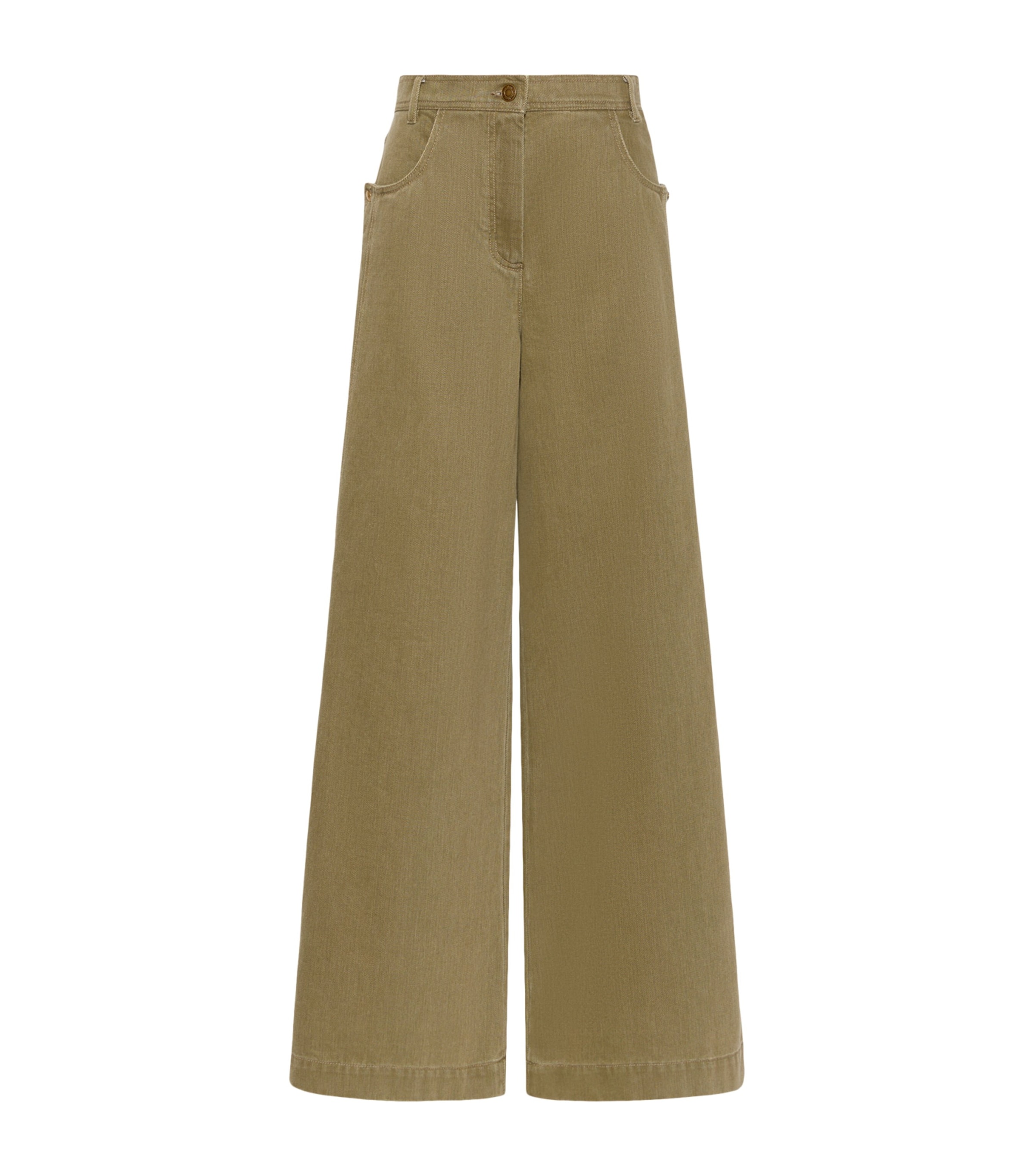 Max Mara Womens Wide-Leg Jeans Kaki Image 1