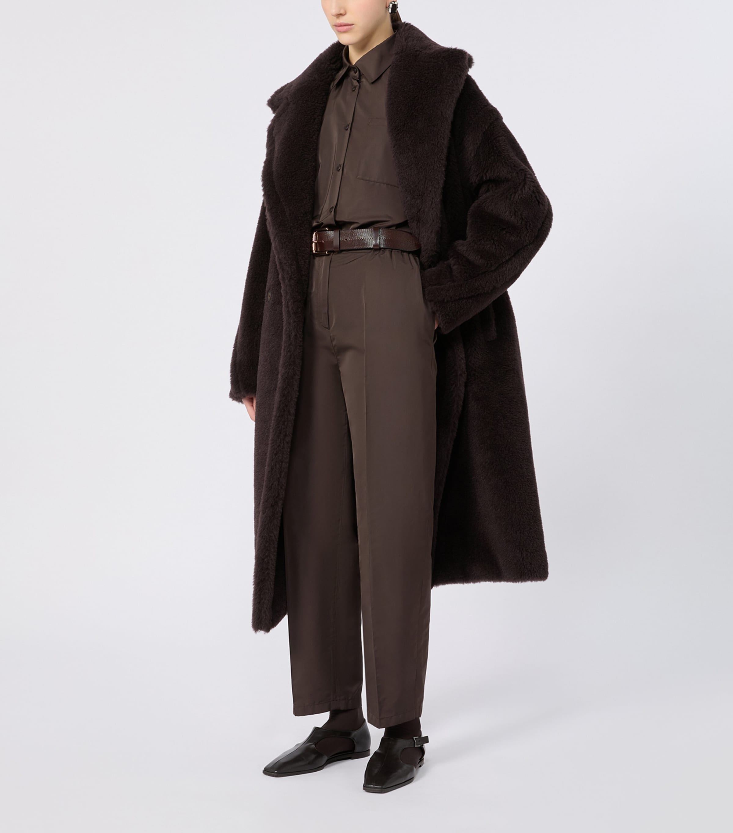 Max Mara Womens Satin Shirt Dark Brown Image 2