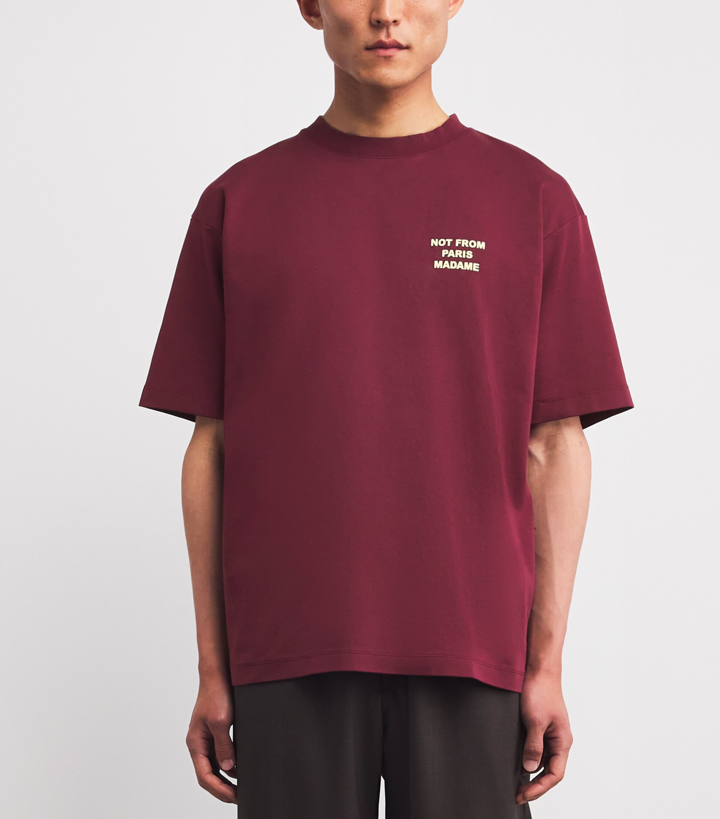 Drôle De Monsieur Mens Cotton Graphic T-Shirt Wn / Wine Image 3