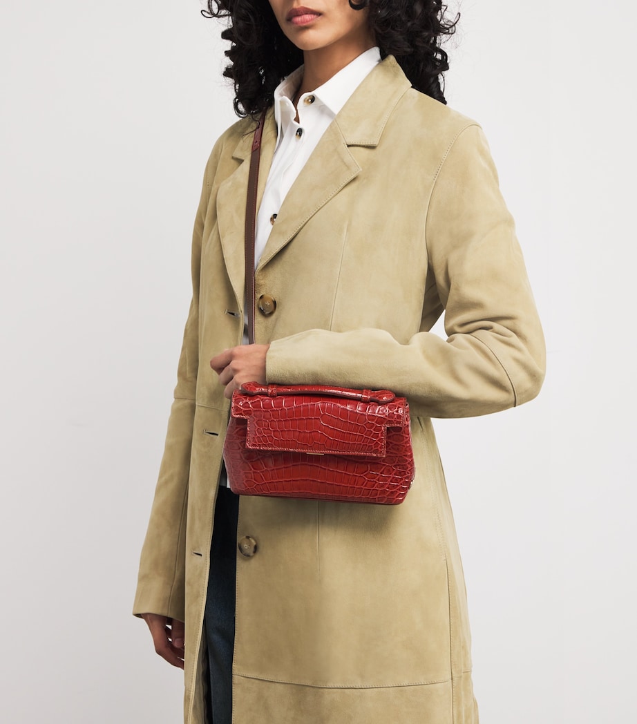 Crocodile Leather Top-Handle Bag GOLD SHINY Image 5