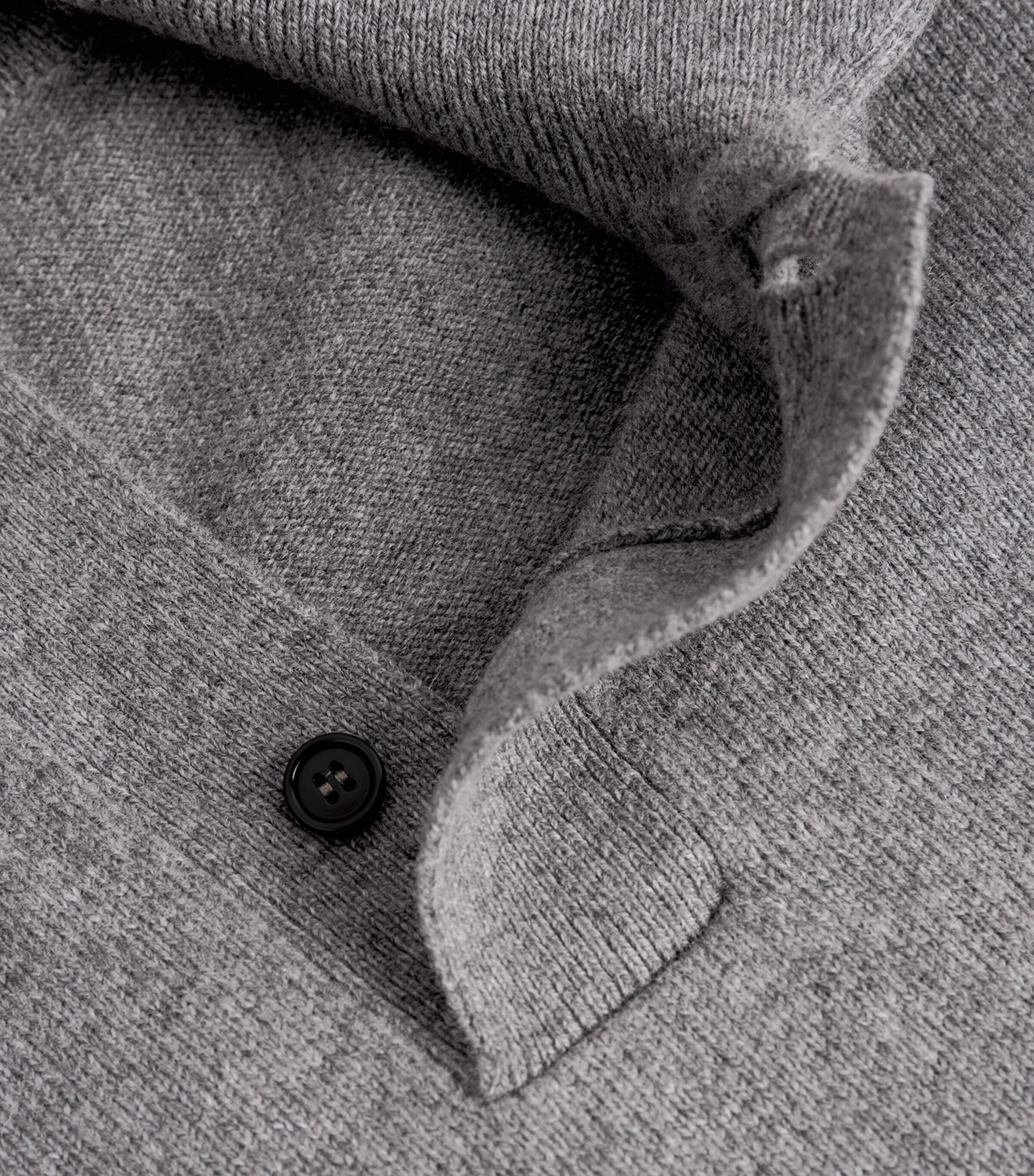 Merino Lambswool Polo Sweater GREY MELANGE Image 5