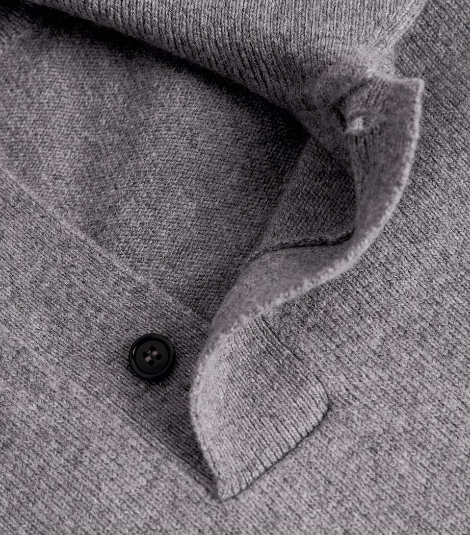 Merino Lambswool Polo Sweater GREY MELANGE Image 5