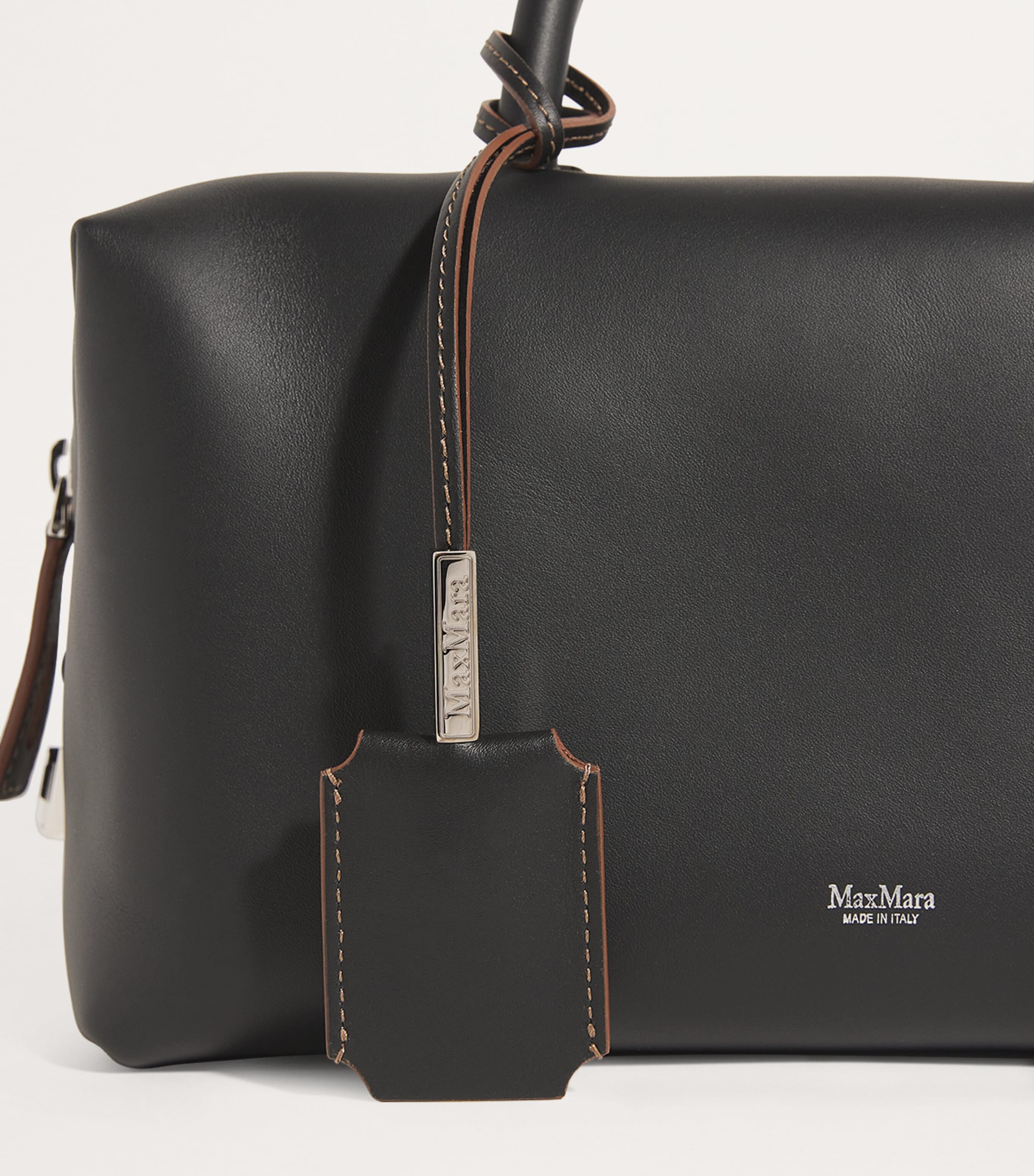 Leather Satchel Top-Handle Bag BLACK Image 4
