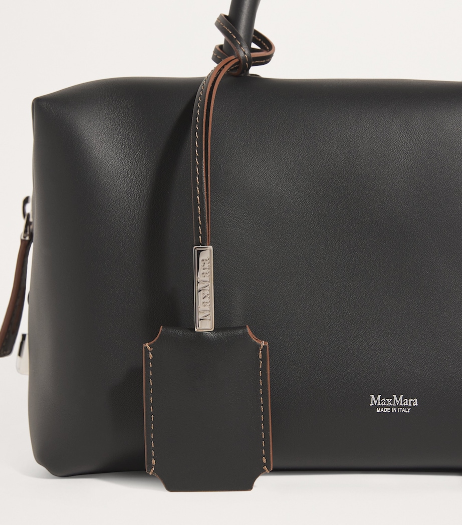 Leather Satchel Top-Handle Bag BLACK Image 4