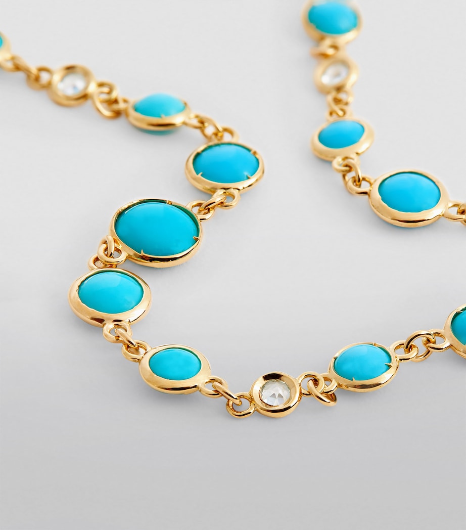Yellow Gold, Topaz and Turquoise Charmed Necklace YELLOW GOLD Image 2