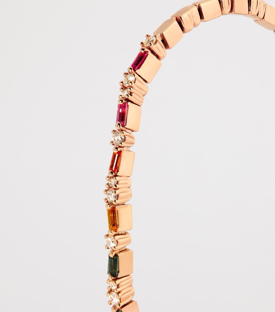 Suzanne Kalan Yellow Gold, Diamond and Rainbow Sapphire Thin Mix Bangle Rg/rs Image 5