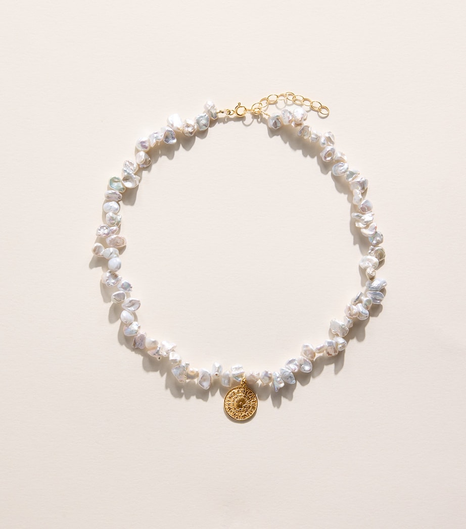 Hermina Athens Freshwater Pearl Shield Pendant Necklace Gold Image 1