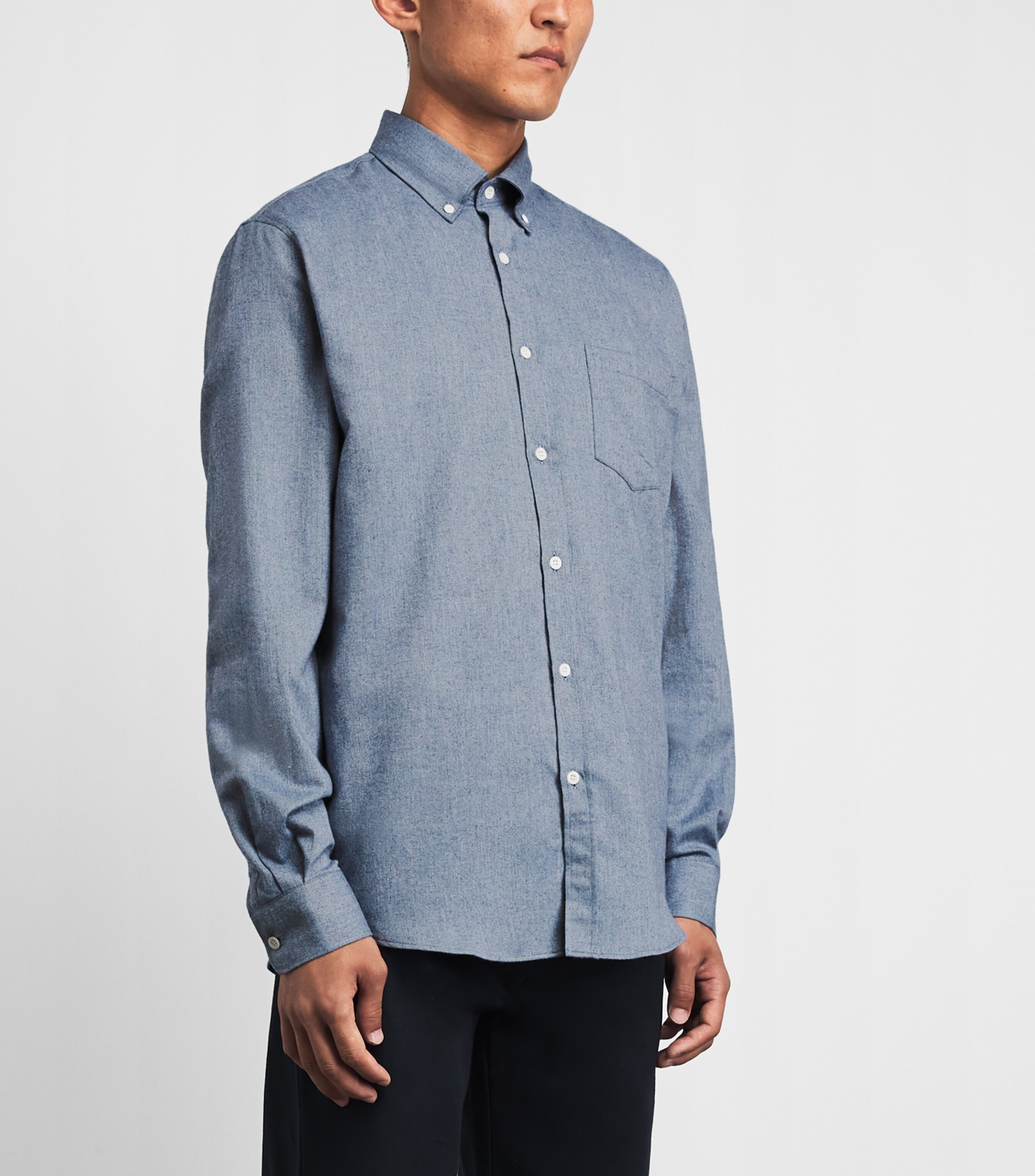 Sunspel Mens Brushed Cotton Flannel Shirt Powder M Image 4