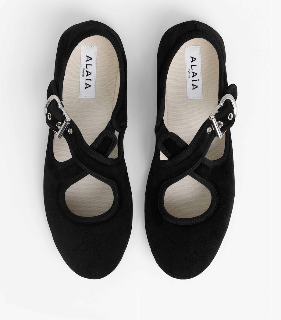 Suede Criss-Cross Ballet Flats NOIR Image 2