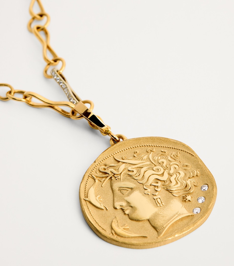 Large Yellow Gold and Diamond Goddess Coin Charm YELLOW GOLD Image 5
