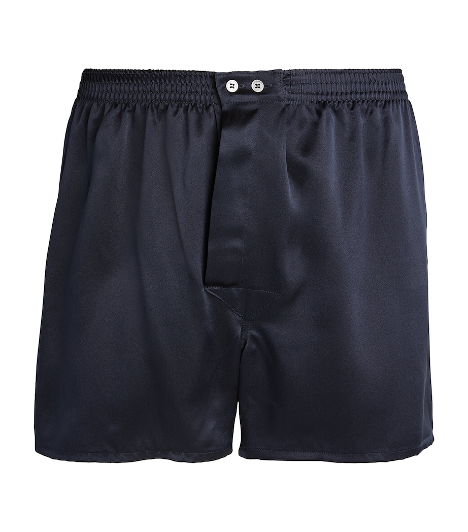 Derek Rose Mens Silk Boxer Shorts Navy Image 1