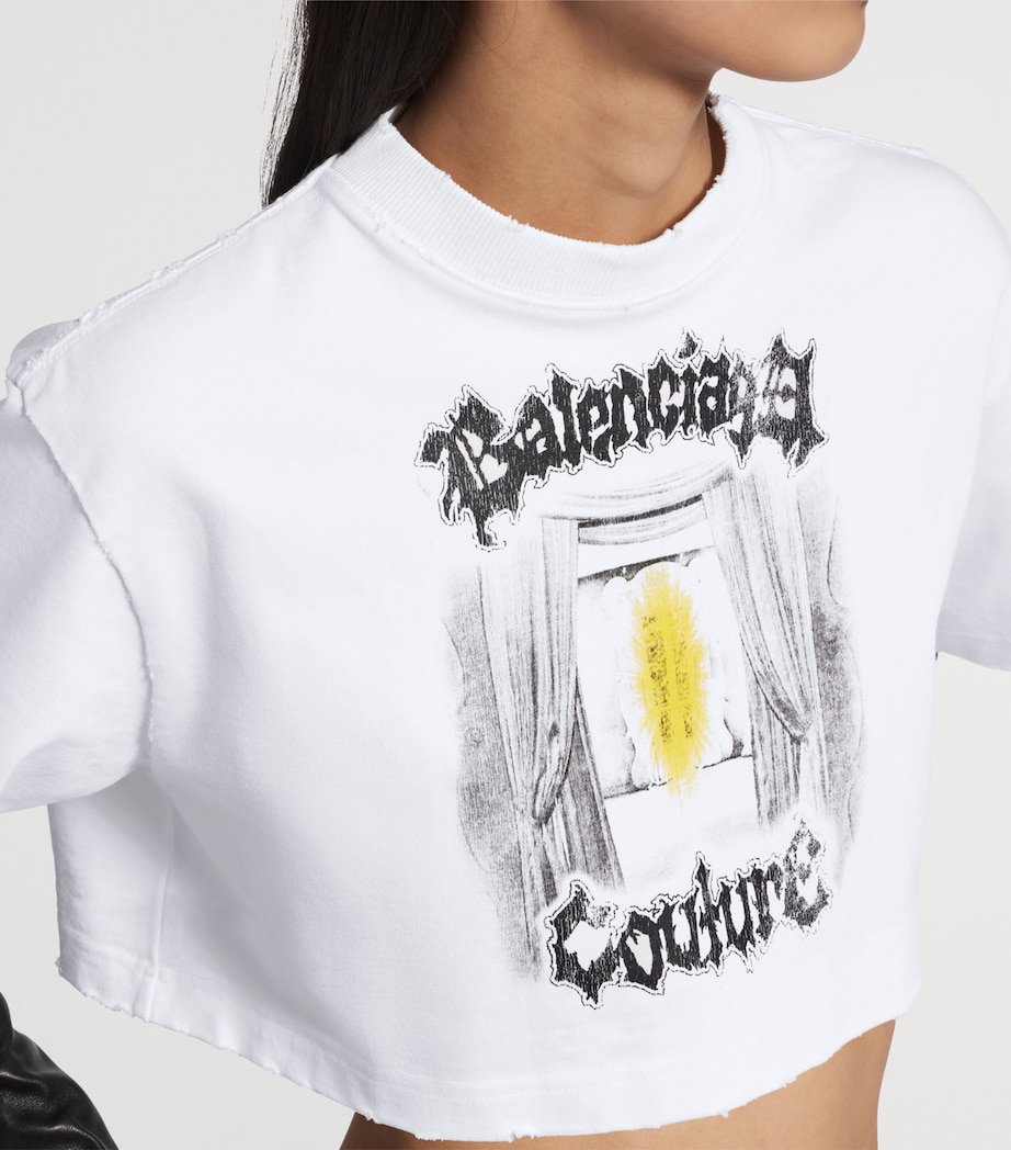 Balenciaga Womens Cotton Salon De Couture Cropped T-Shirt Image 6
