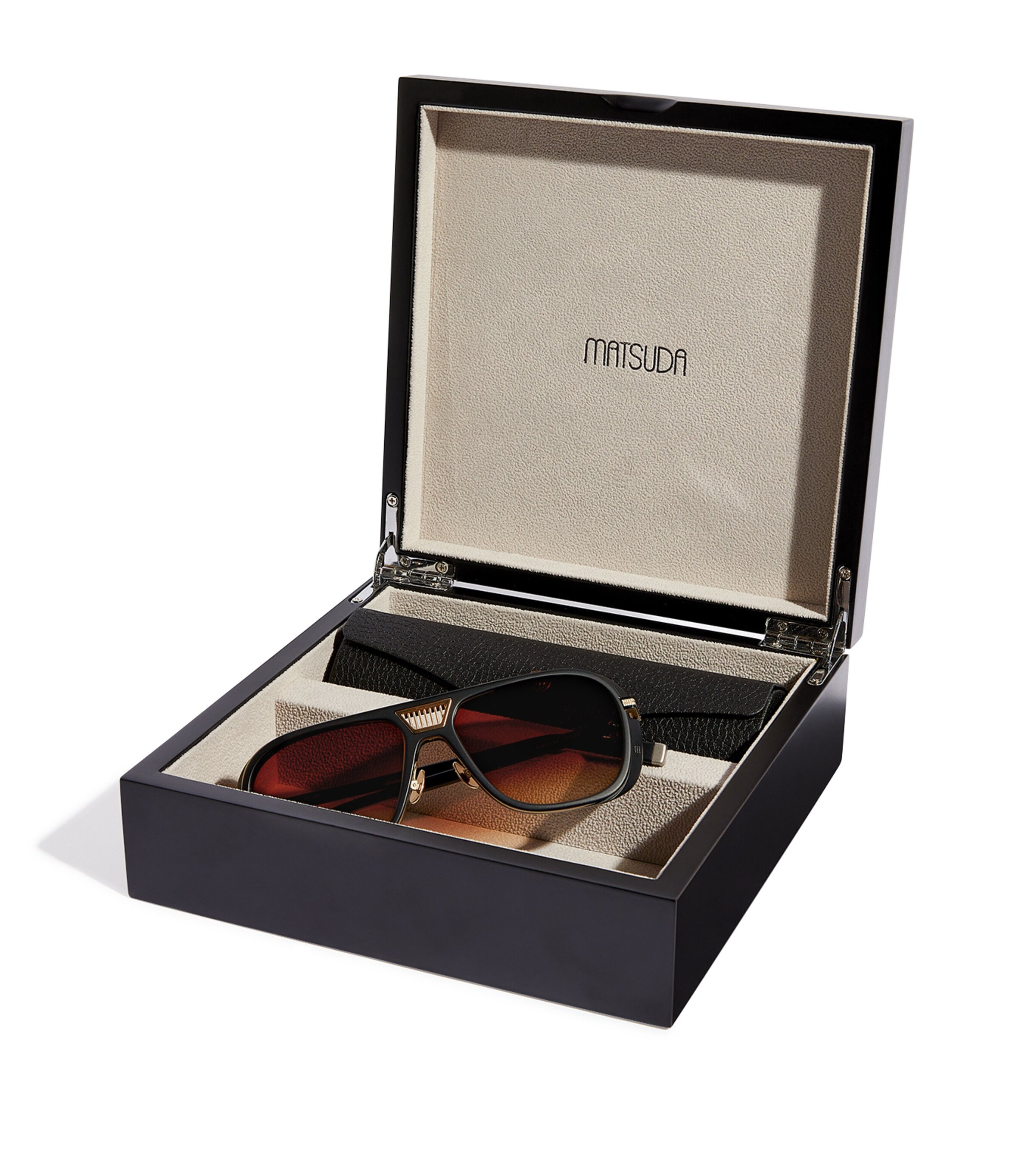 Matsuda Gradient Lens Aviator Sunglasses Matte Gold Matte Blk Image 4