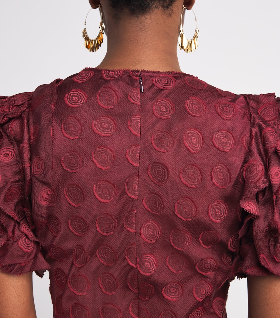 Ruffle-Sleeve Elvia Midi Dress CLARET Image 6