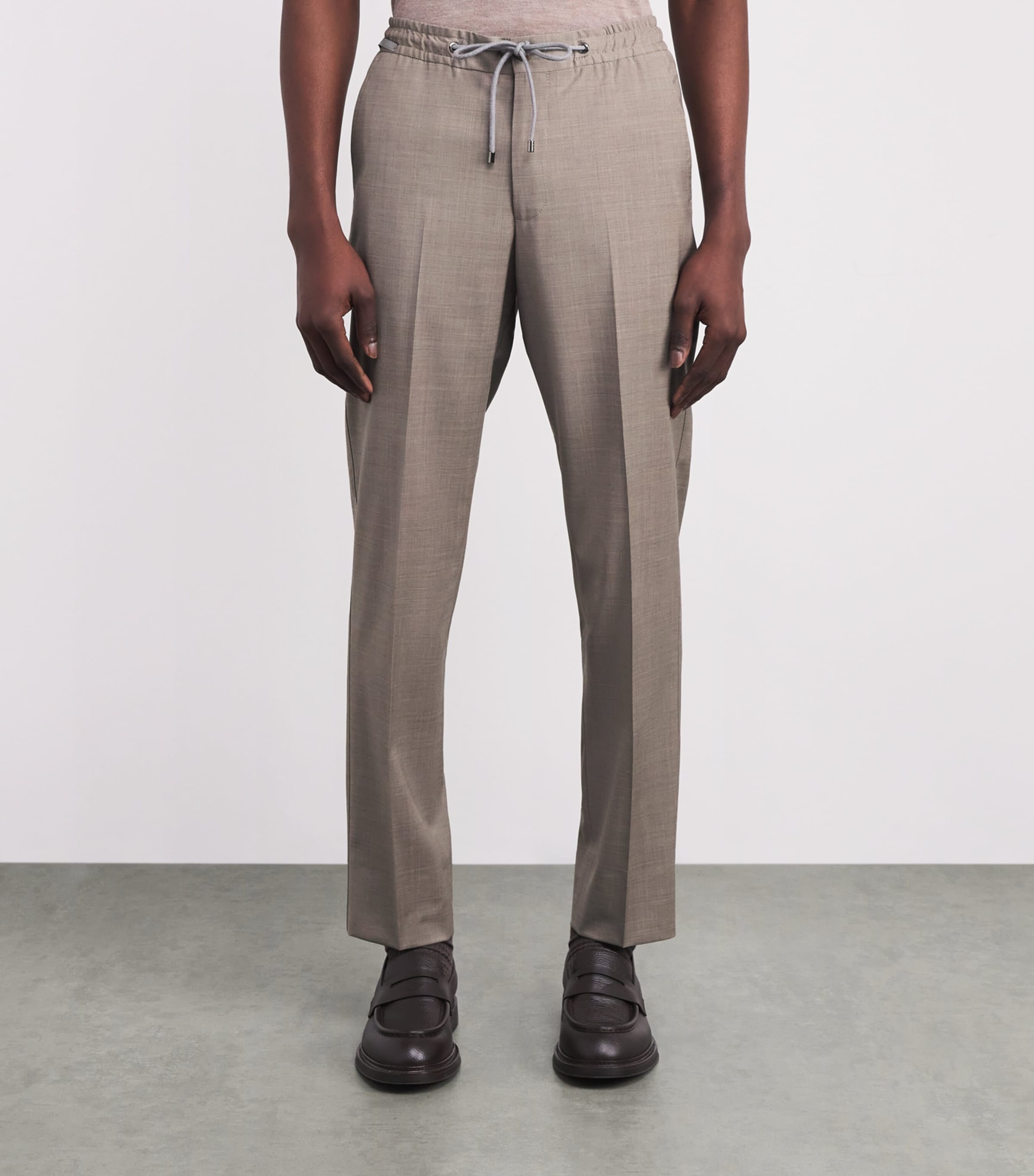 Virgin Wool-Blend Drawstring Trousers 035 NATURAL / BEIGE Image 3