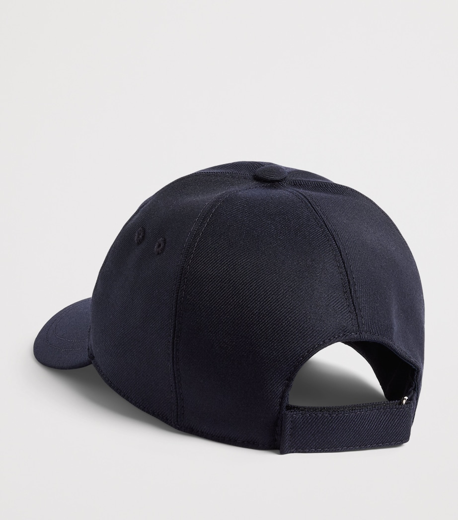 Corneliani Virgin Wool Logo Baseball Cap Dark Blue Image 3