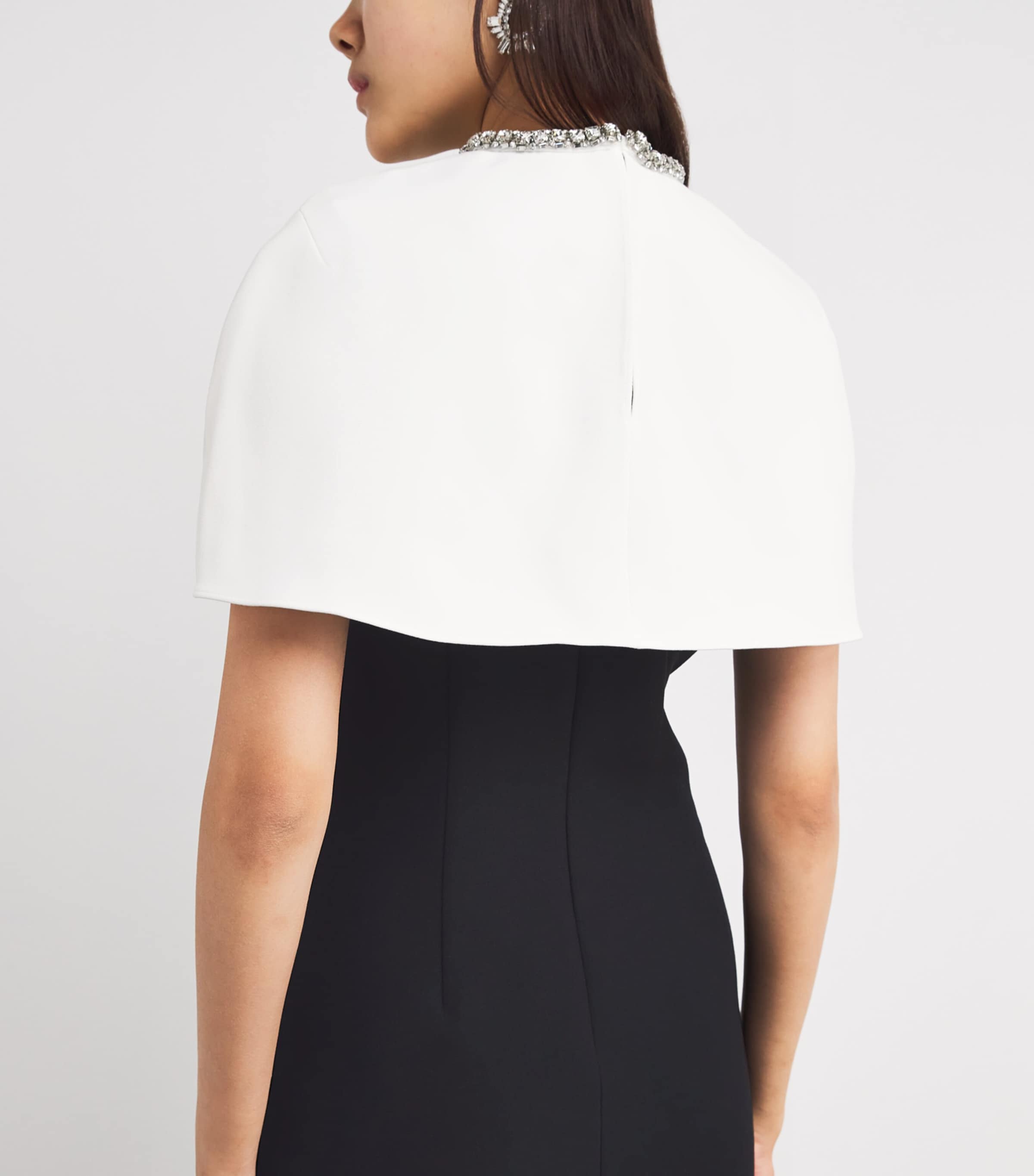 Embellished Shawl-Overlay Midi Dress BLACK Image 4