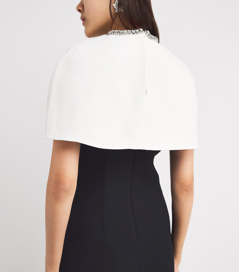 Embellished Shawl-Overlay Midi Dress BLACK Image 4