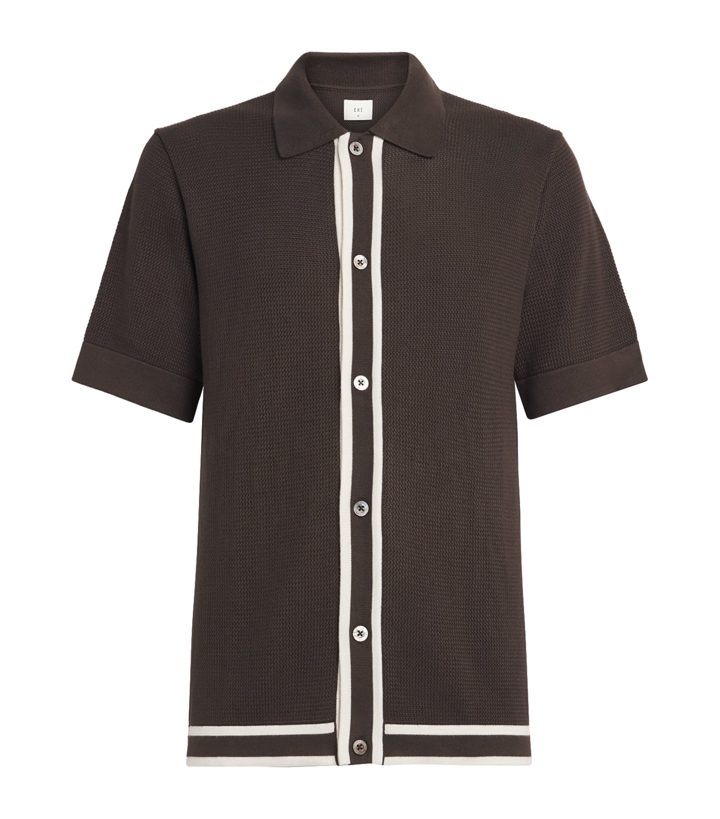 CHÉ Stripe Jorge Polo Shirt Chocolate Brown