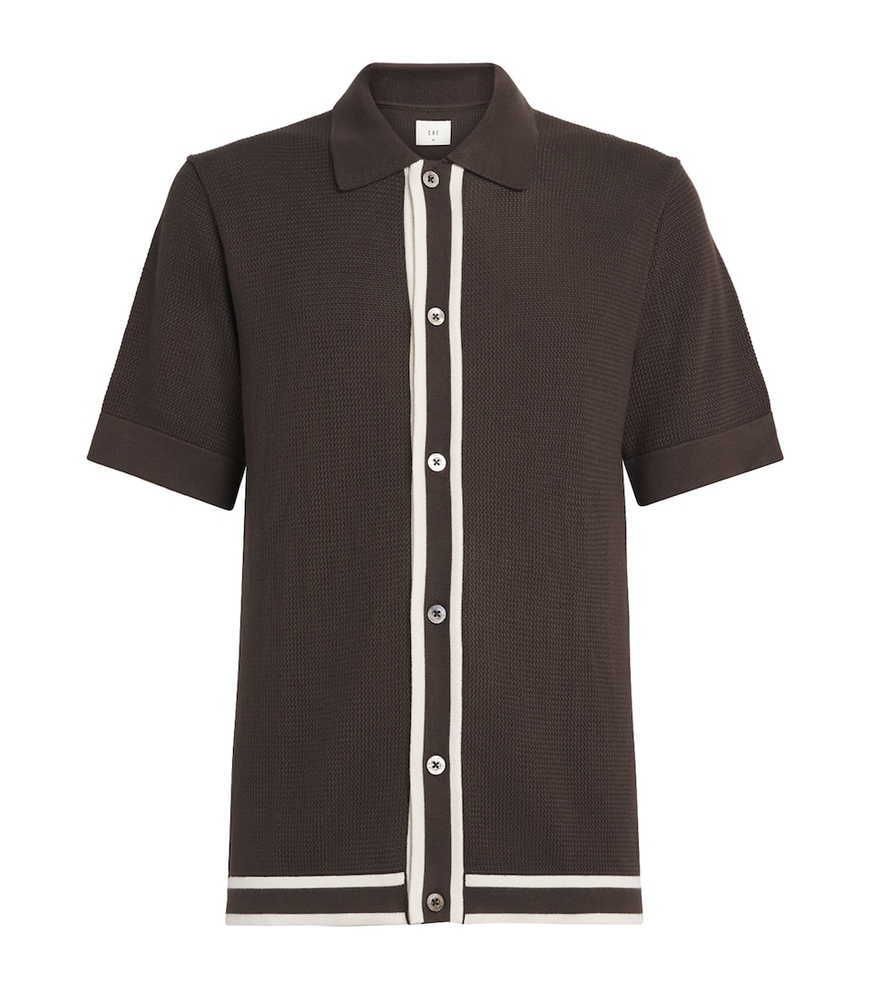 CHÉ Stripe Jorge Polo Shirt Chocolate Brown