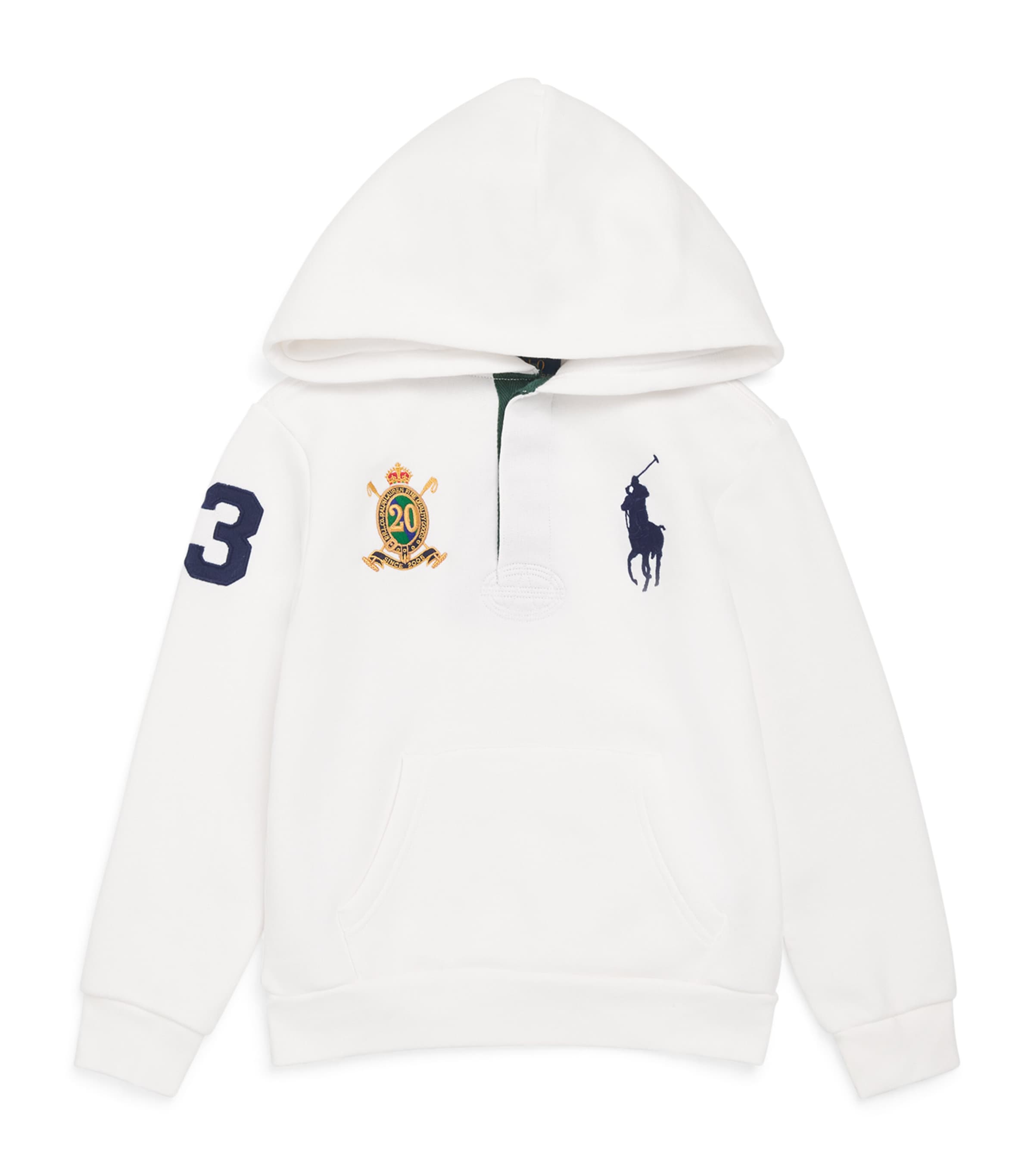 Ralph Lauren Cotton-blend Crest Logo Hoodie In White