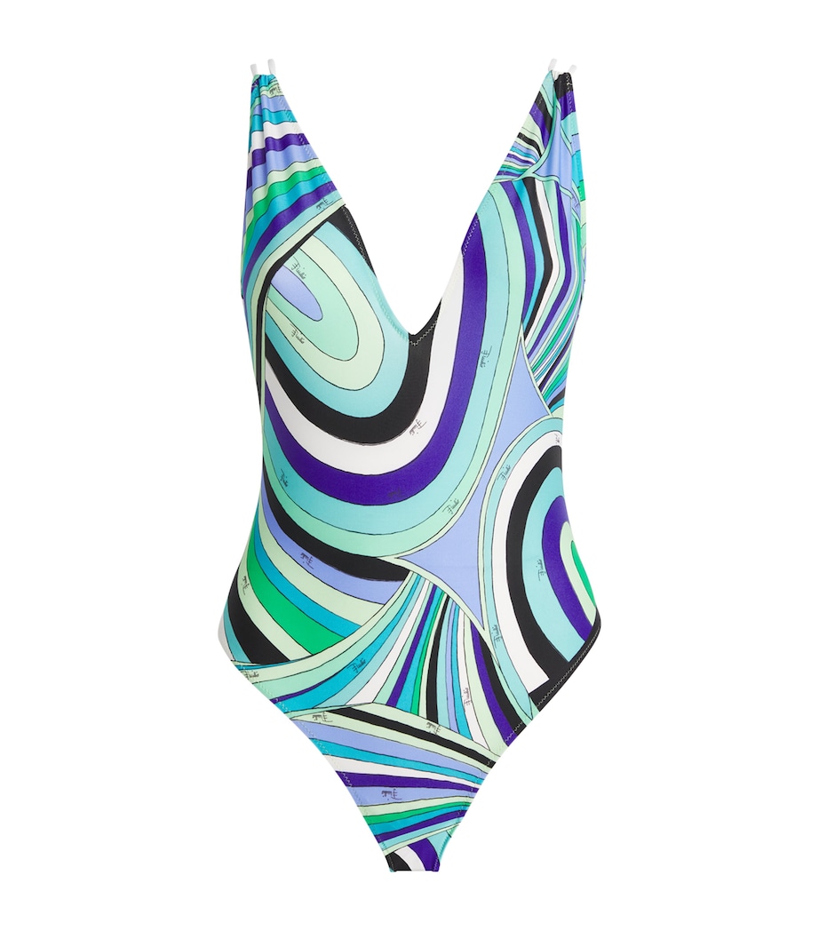 PUCCI Womens Iride Print Swimsuit Verde/lilla Image 1